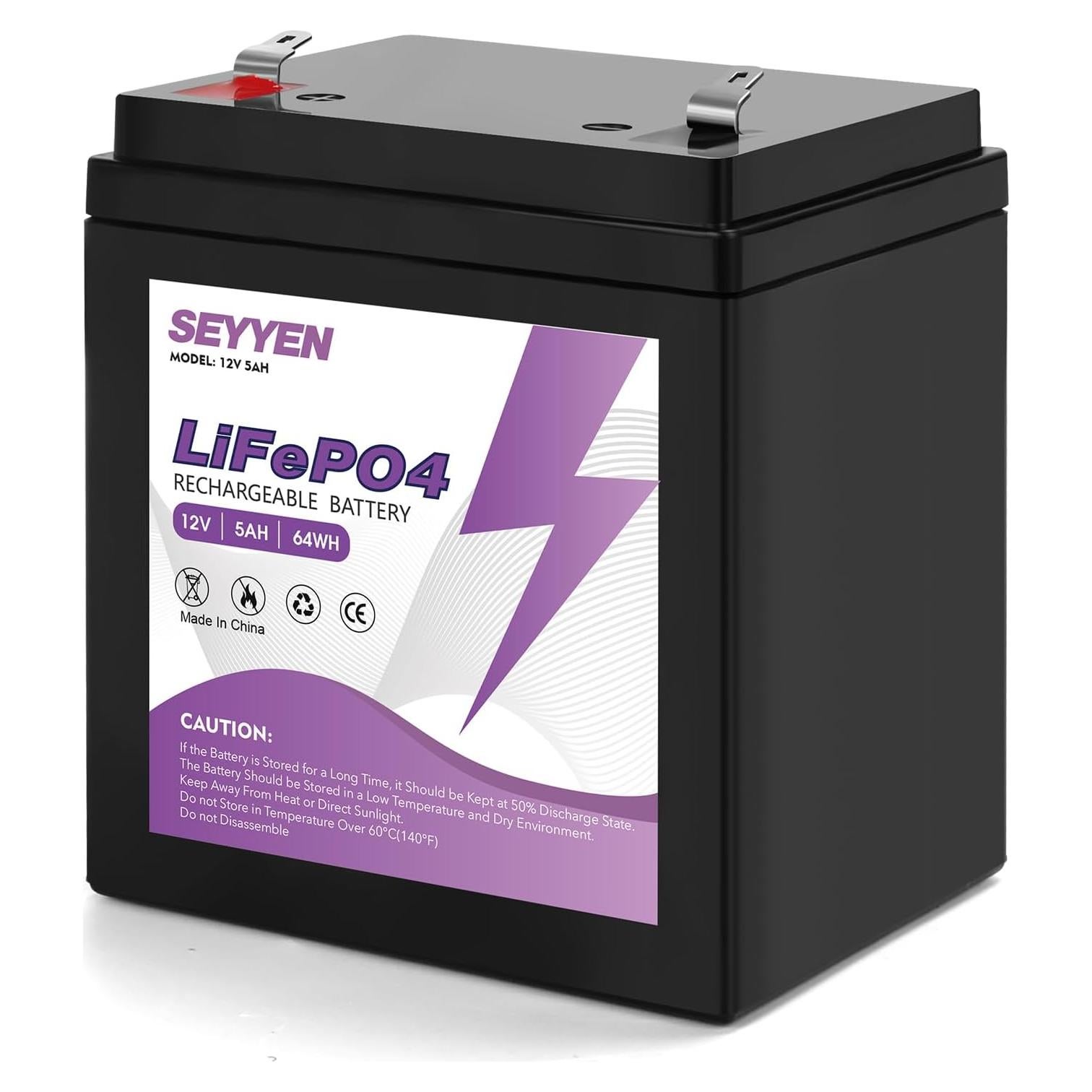 Batería LiFePO4 12V 5Ah SEYYEN para Abridores de Puertas
