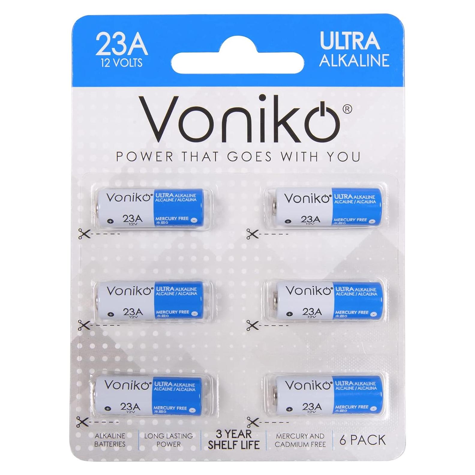 Batería Alcalina Voniko 23A 12V - Paquete de 6 Unidades