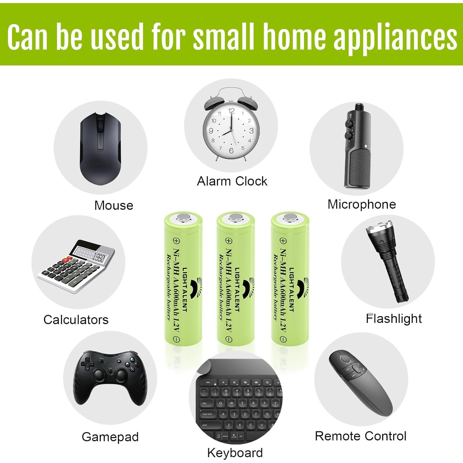 Baterías recargables AA NiMH 600mAh Lightalent - 12 unidades