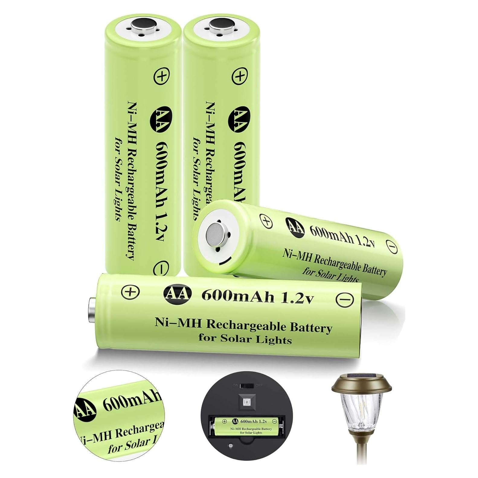 Baterías recargables AA 600mAh JiajaX para luces solares - 4 unidades