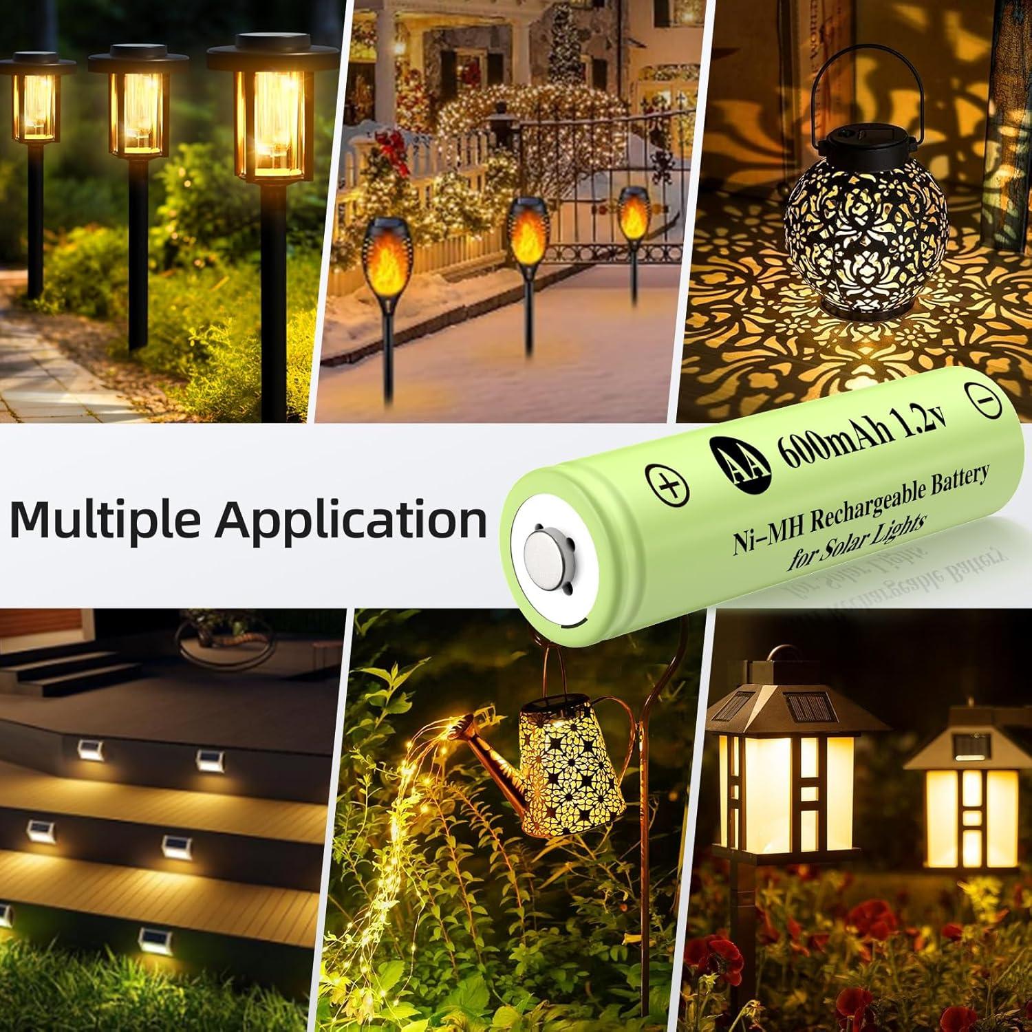 Baterías recargables AA 600mAh JiajaX para luces solares - 4 unidades