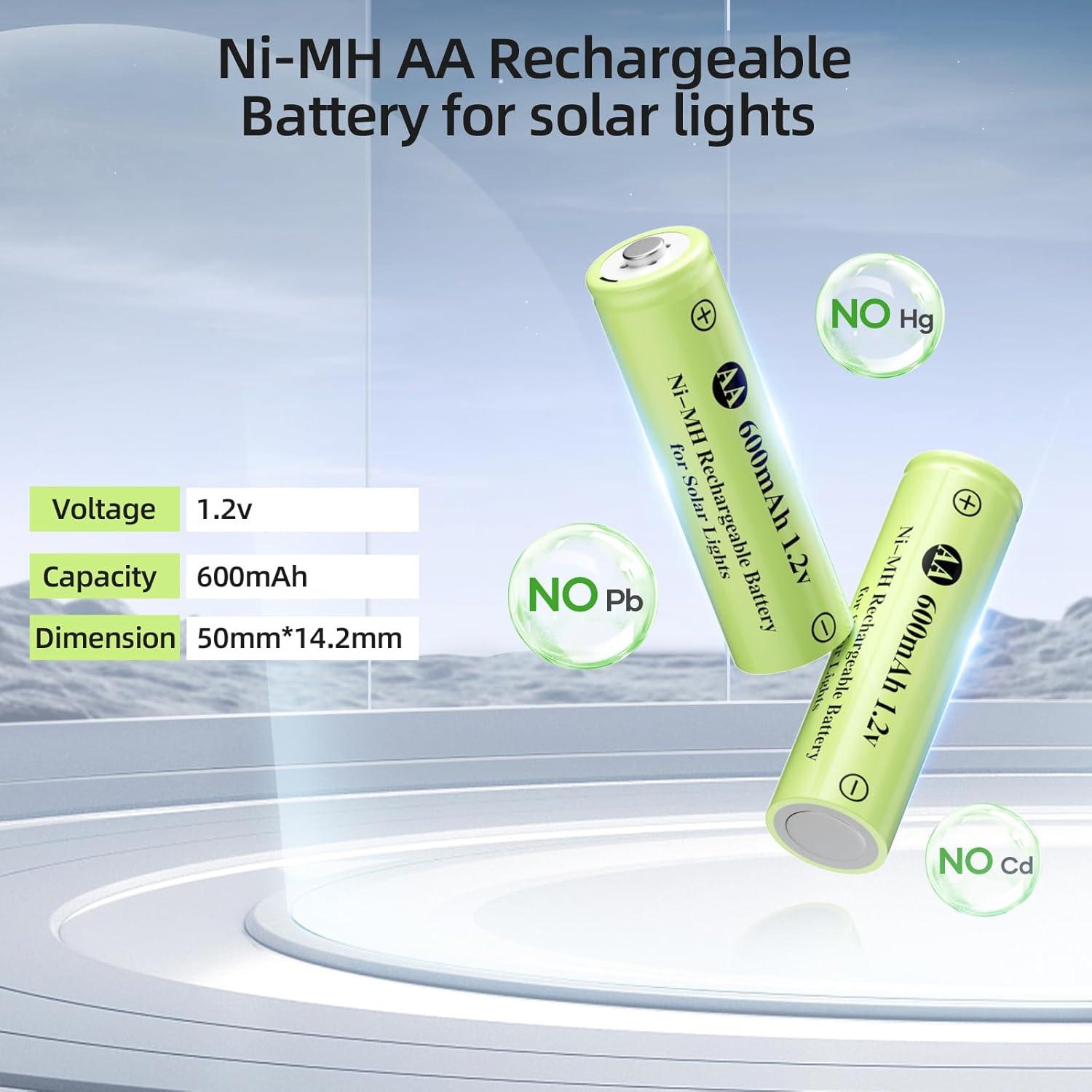 Baterías recargables AA 600mAh JiajaX para luces solares - 4 unidades