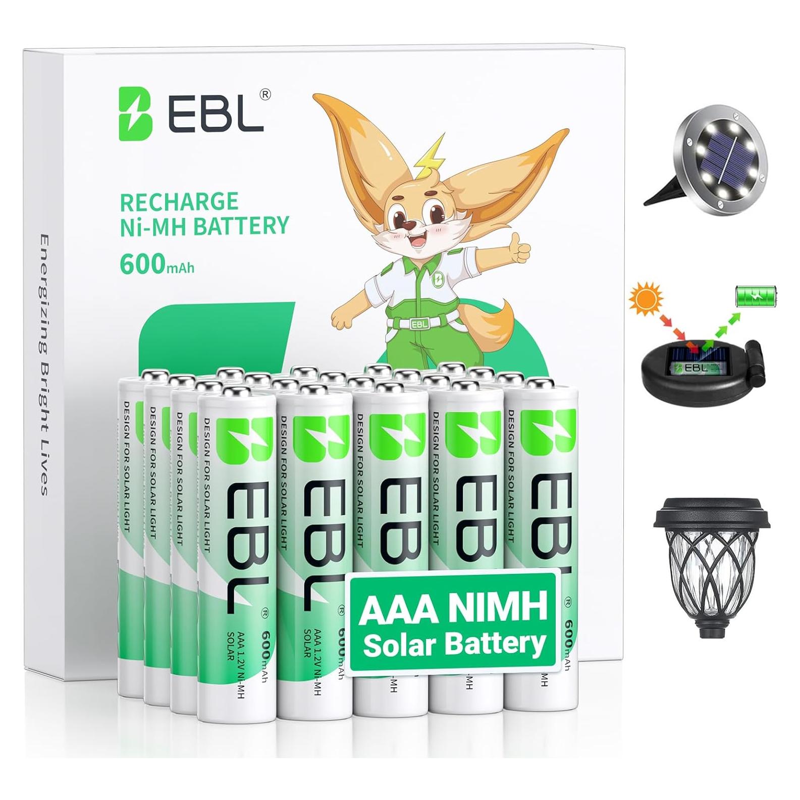 Baterías Recargables AAA EBL 1.2V 600mAh - 20 Paquetes