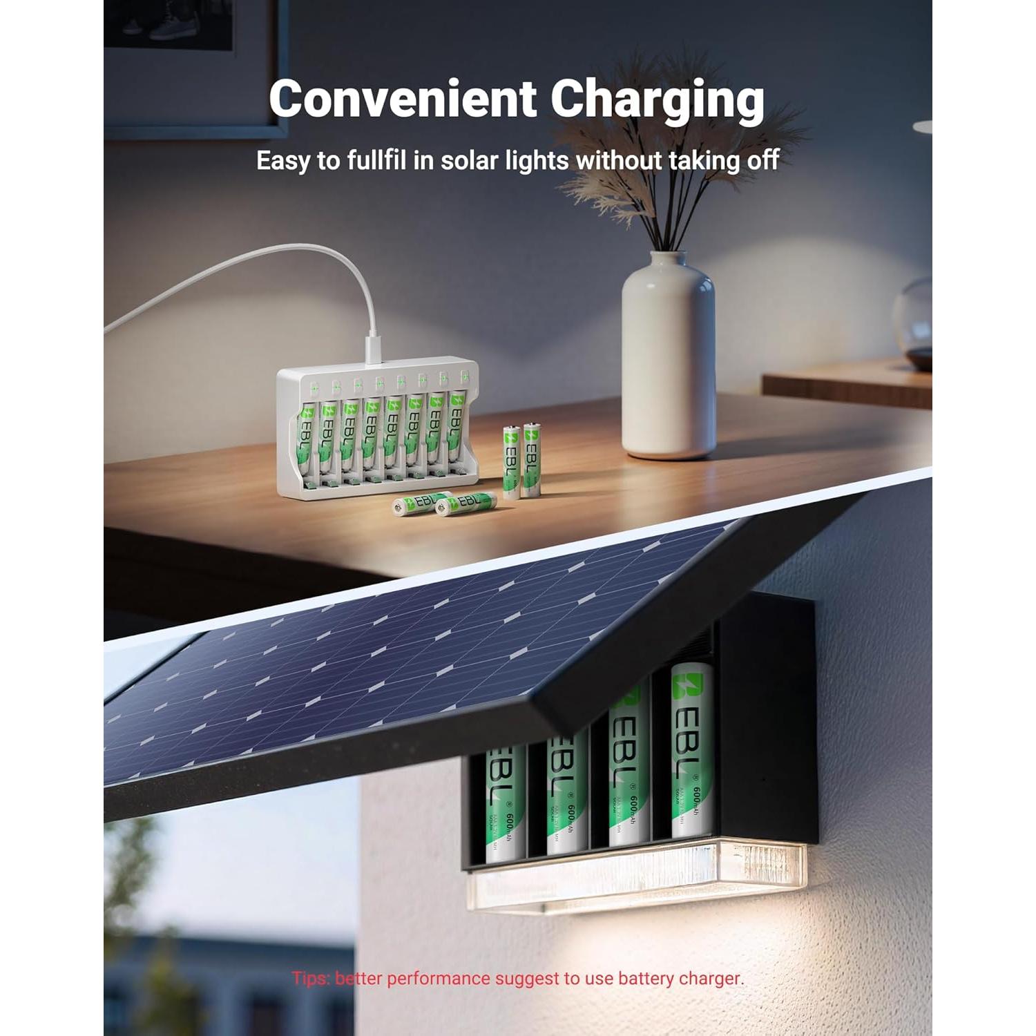 Baterías Recargables AAA EBL 1.2V 600mAh - 20 Paquetes