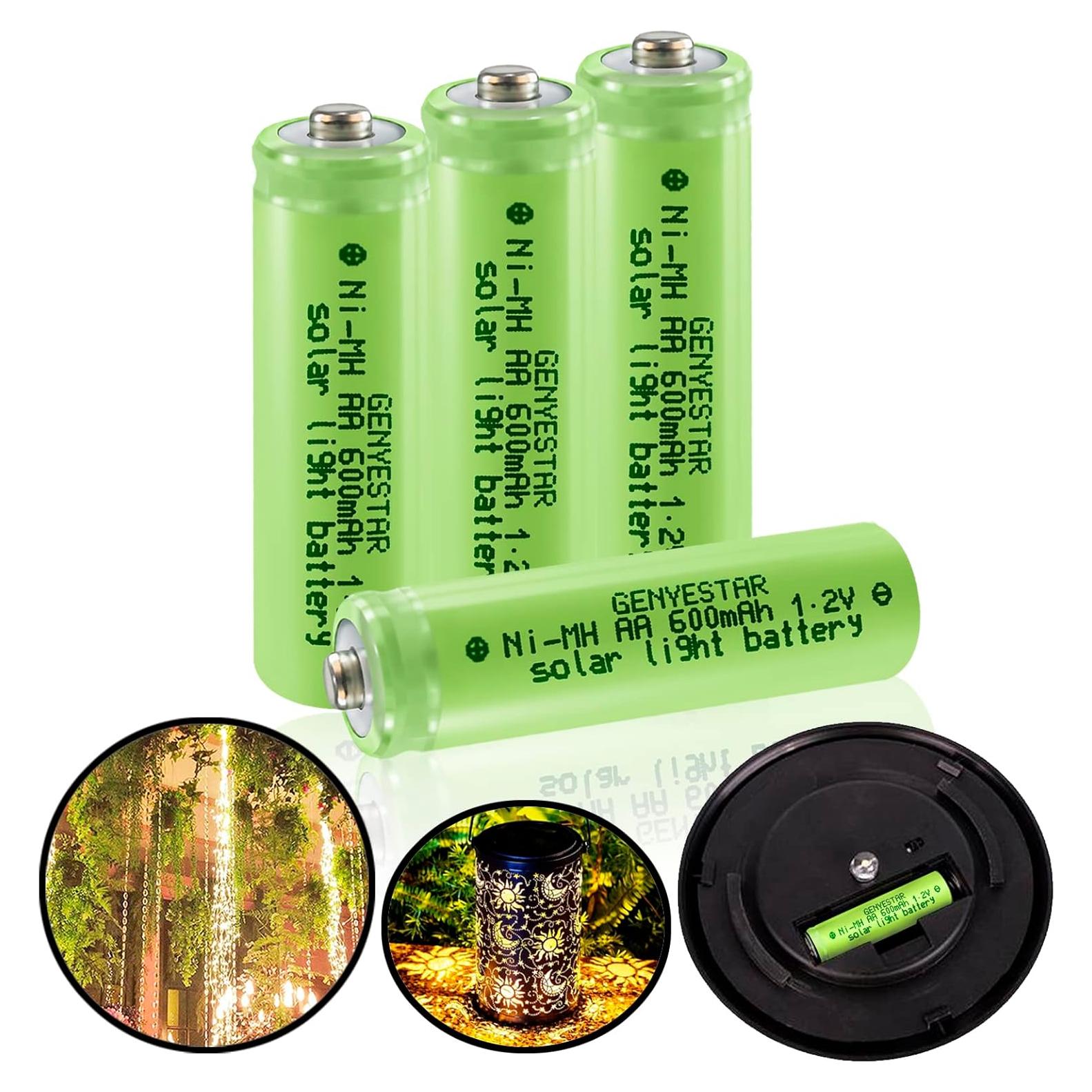 Baterías Recargables AA NiMH 600mAh 1.2V GENYESTAR - Paquete de 4