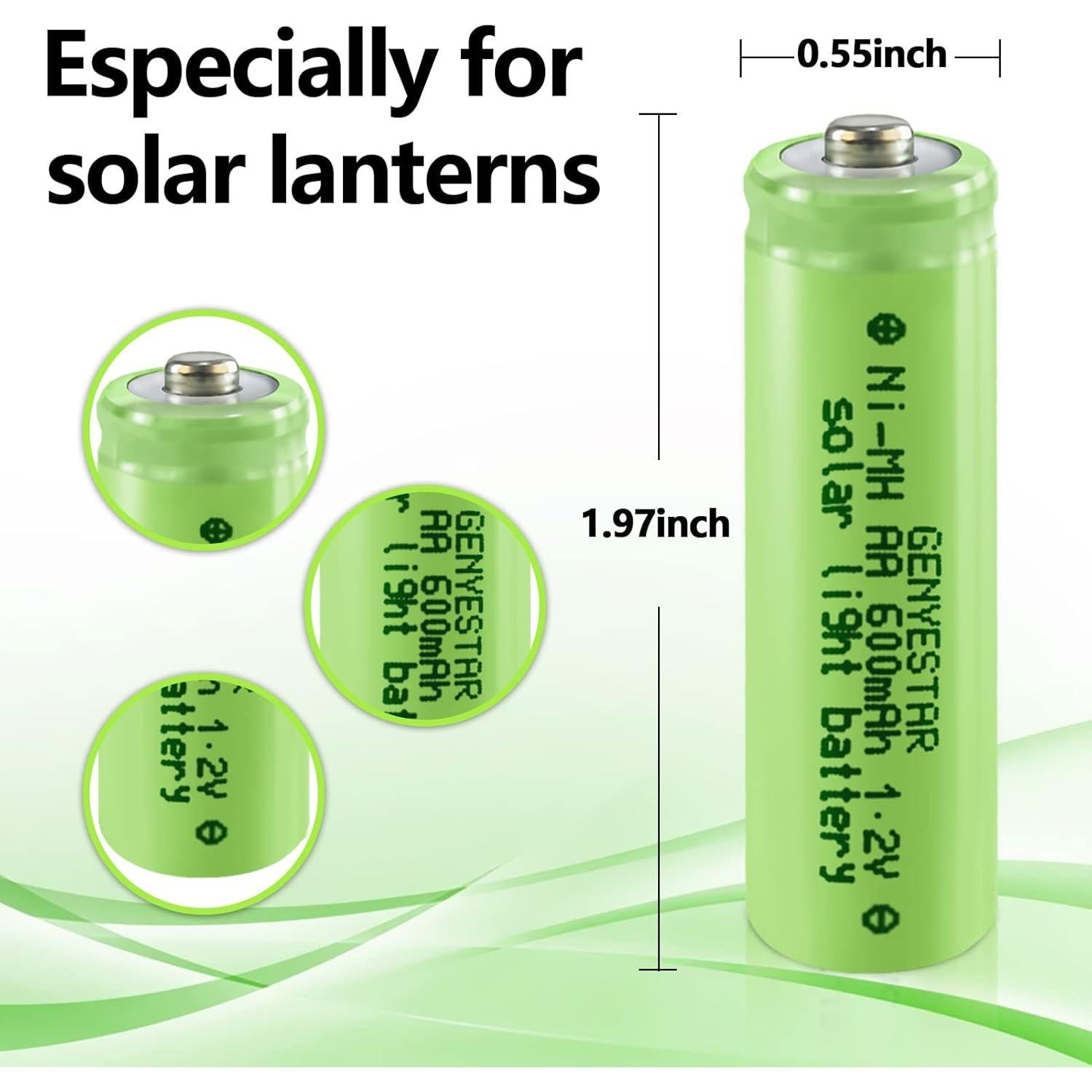 Baterías Recargables AA NiMH 600mAh 1.2V GENYESTAR - Paquete de 4