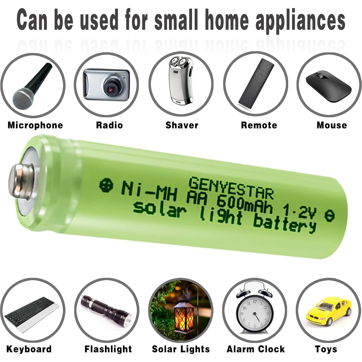 Baterías Recargables AA NiMH 600mAh 1.2V GENYESTAR - Paquete de 4