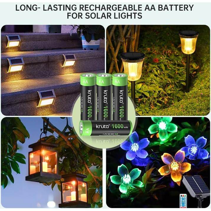 Kruta 20 Baterías Recargables AA 1600mAh NiMH para Dispositivos