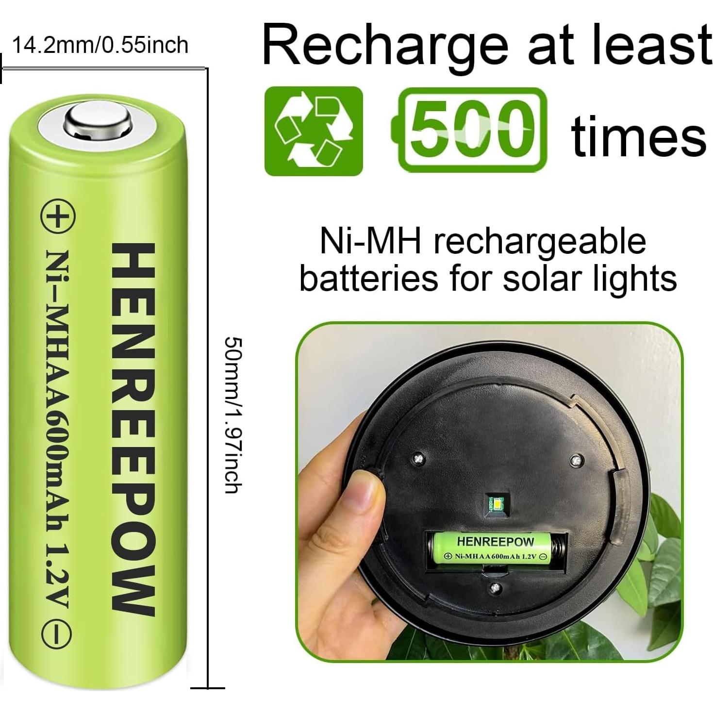 Baterías Recargables Ni-MH AA 600mAh Henreepow - 12 Pack