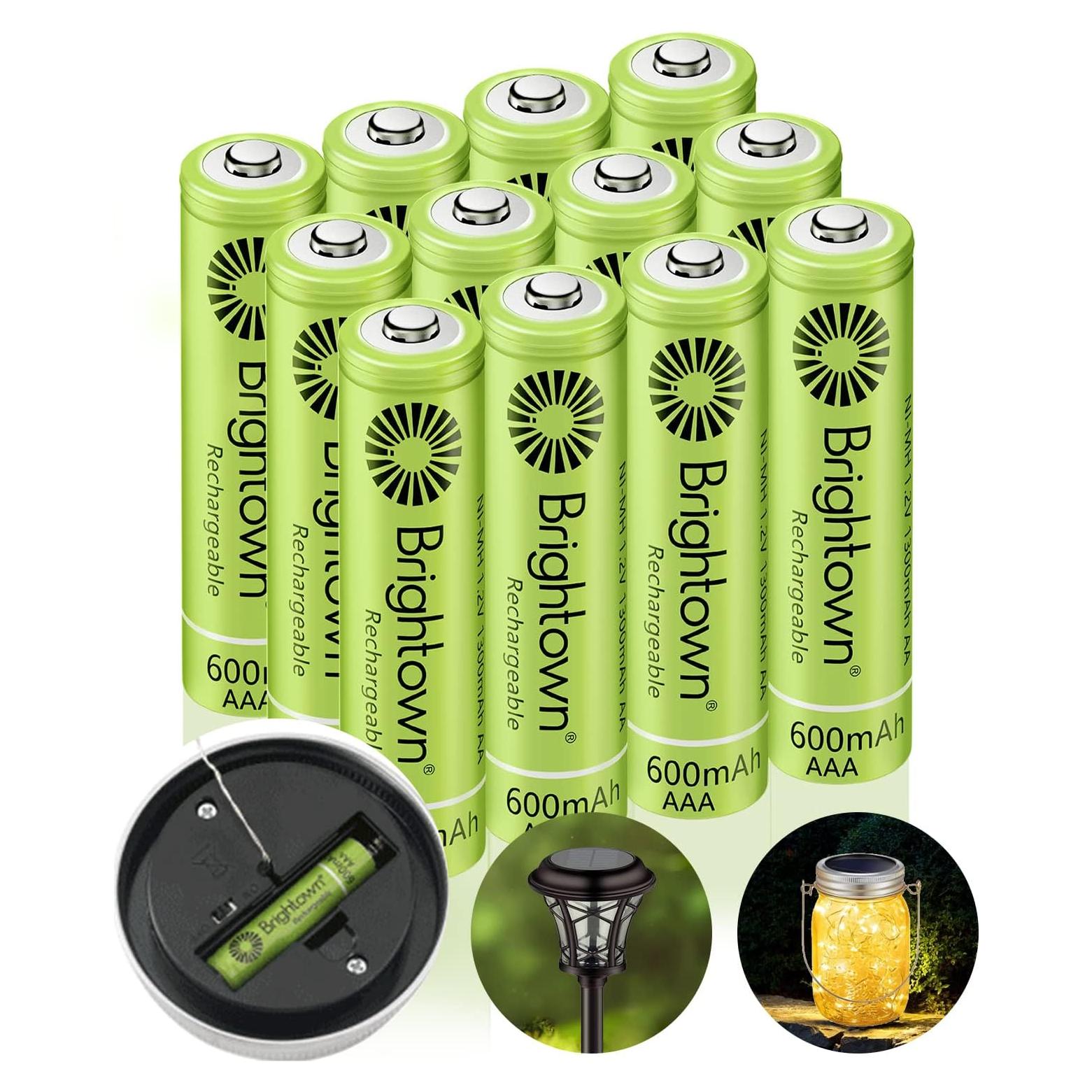 Brightown 12 Baterías Recargables AAA 600mAh NiMH Precargadas