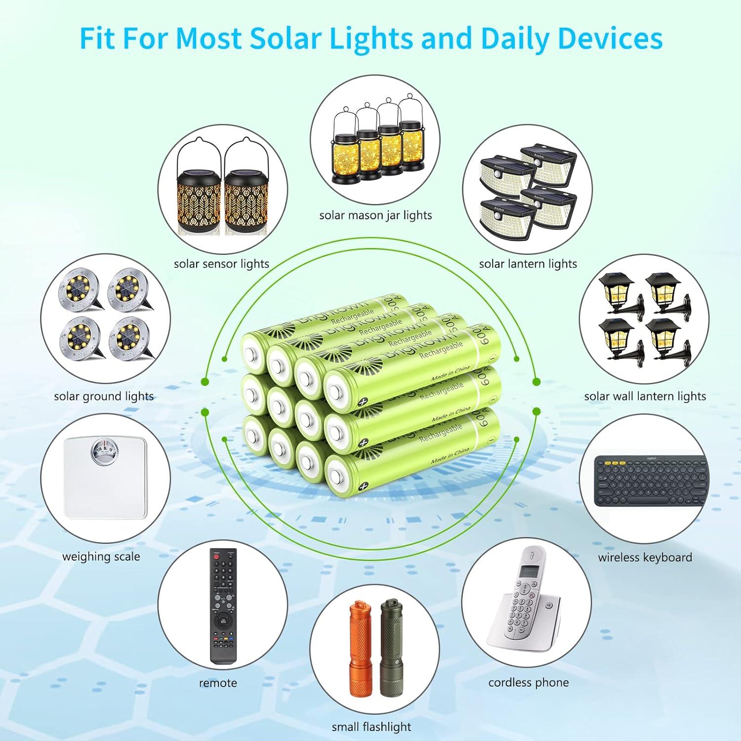 Brightown 12 Baterías Recargables AAA 600mAh NiMH Precargadas