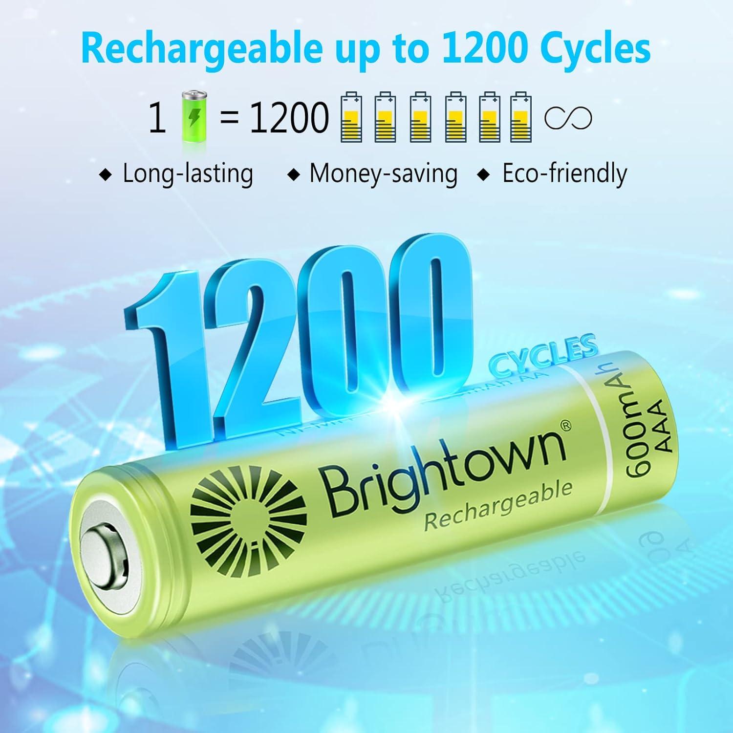 Brightown 12 Baterías Recargables AAA 600mAh NiMH Precargadas
