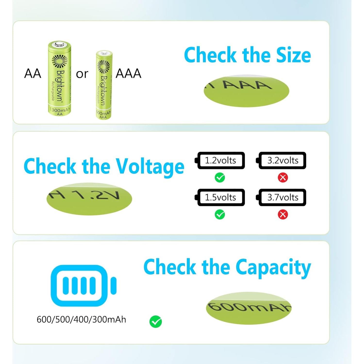 Brightown 12 Baterías Recargables AAA 600mAh NiMH Precargadas