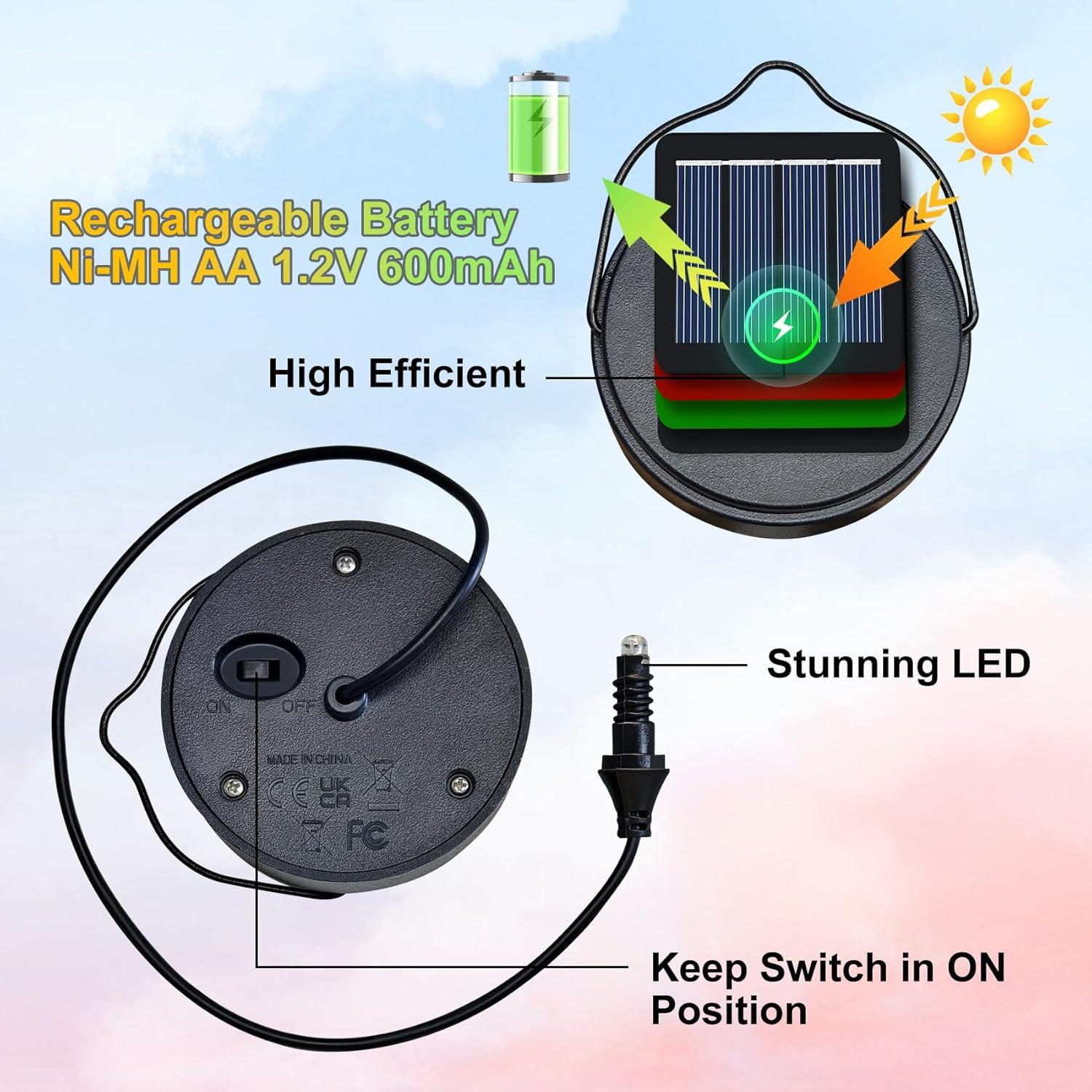2Pack Baterías Recargables AA 600mAh para Luces Solares