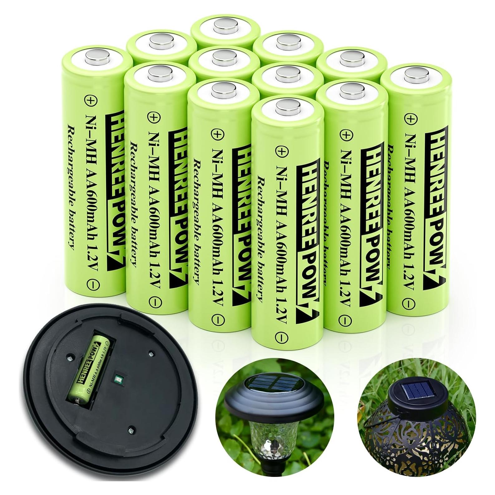 Baterías Recargables AA Henreepow 12 Pcs Ni-MH 1.2V 600mAh