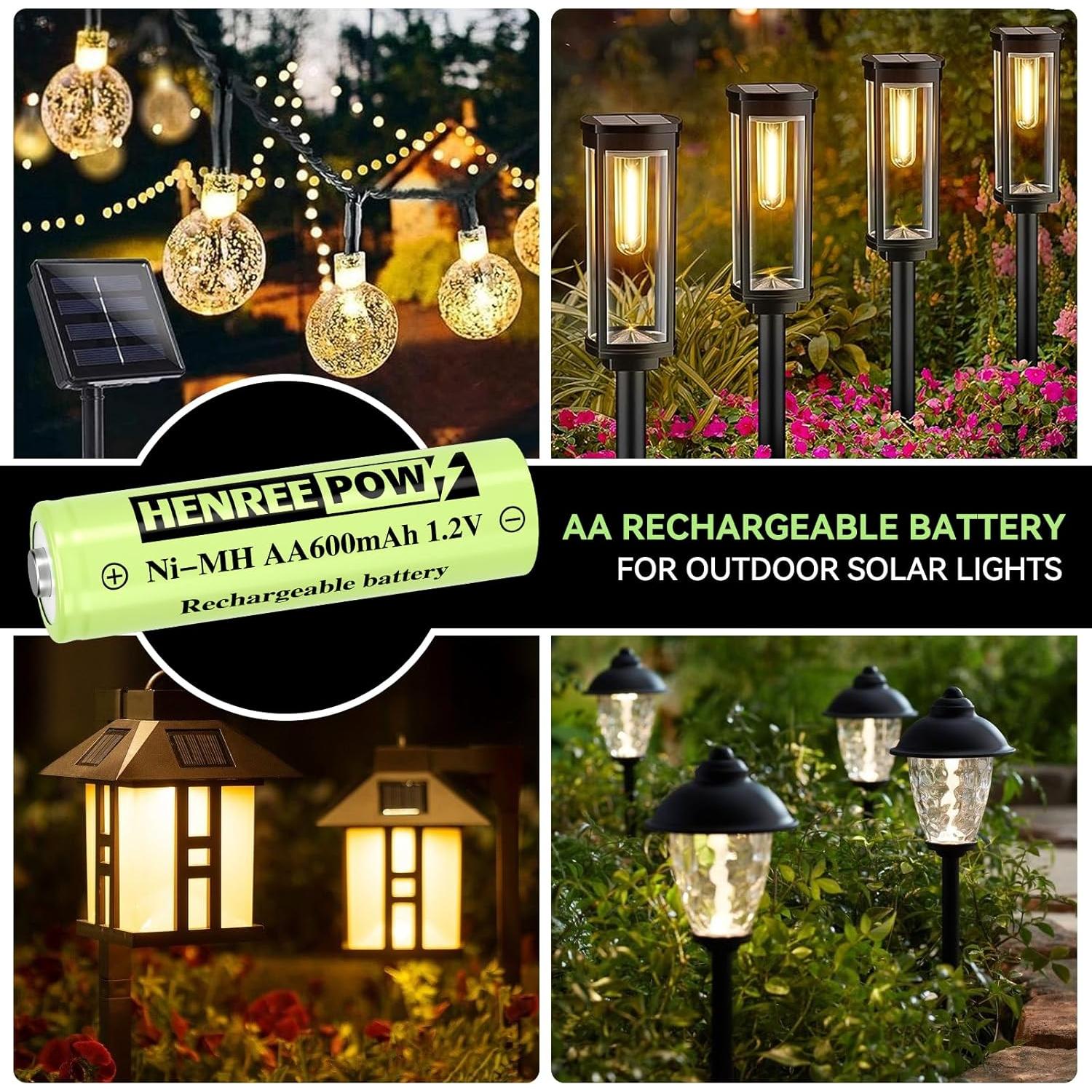 Baterías Recargables AA Henreepow 12 Pcs Ni-MH 1.2V 600mAh