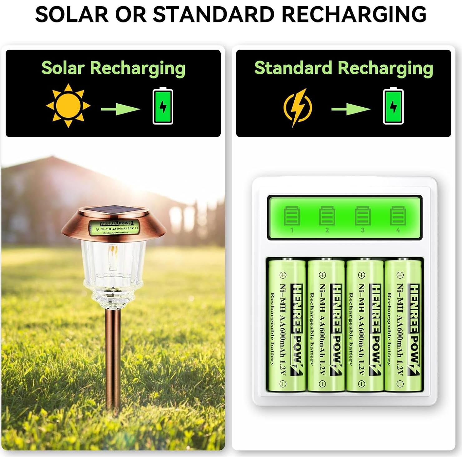 Baterías Recargables AA Henreepow 12 Pcs Ni-MH 1.2V 600mAh