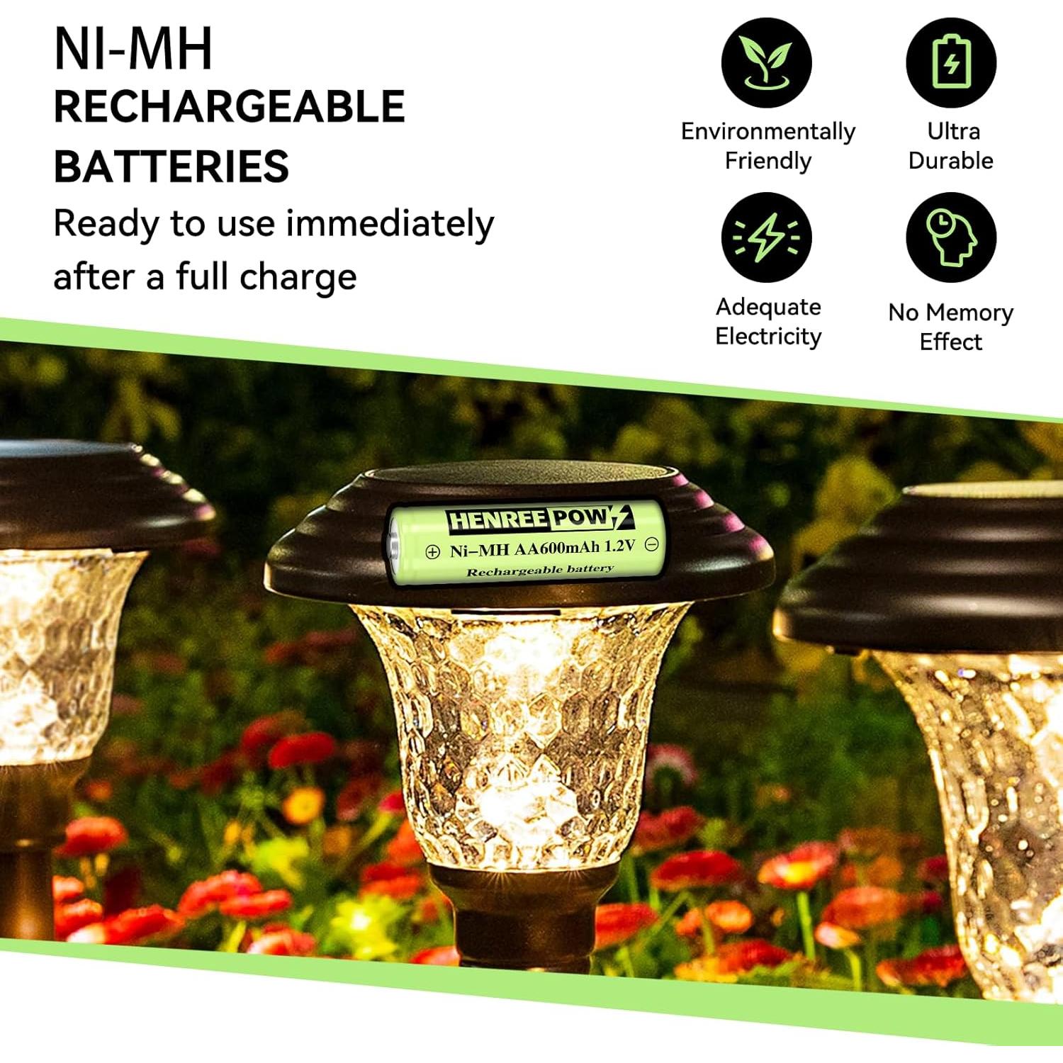 Baterías Recargables AA Henreepow 12 Pcs Ni-MH 1.2V 600mAh