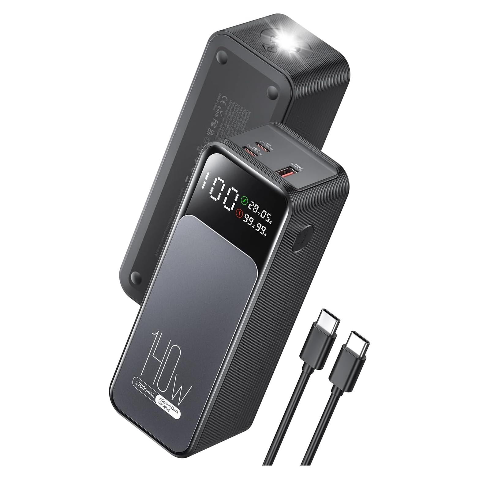 Power Bank 27000mAh 140W PD Cargador Portátil Negro