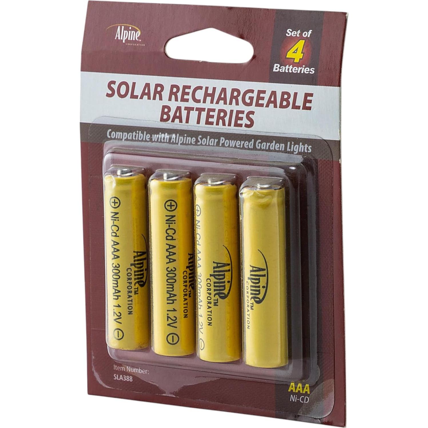 Baterías Recargables AAA Ni-CD Alpine para Luces Solares - Juego de 4