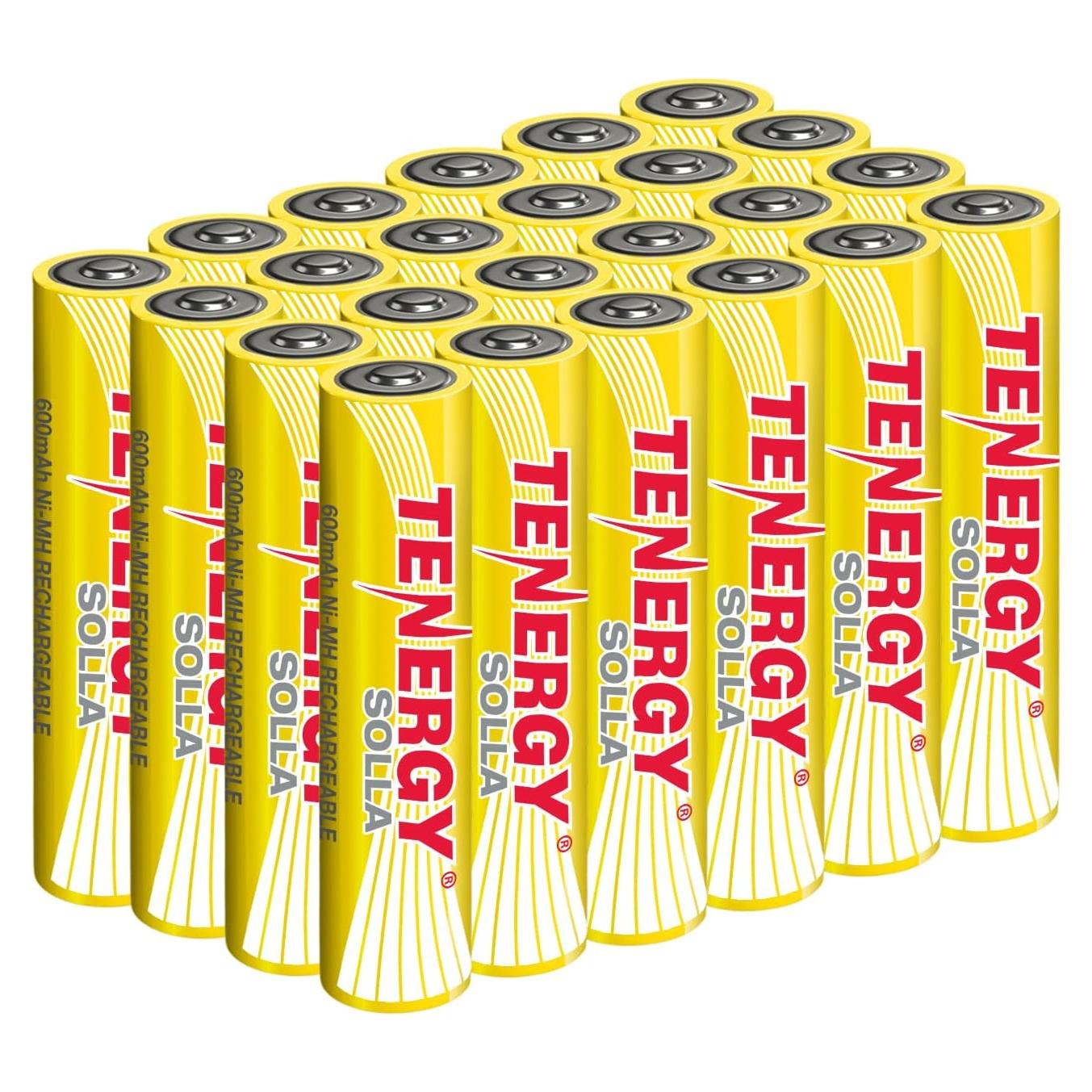 Baterías recargables NiMH Tenergy Solla AAA 600mAh - Paquete de 24