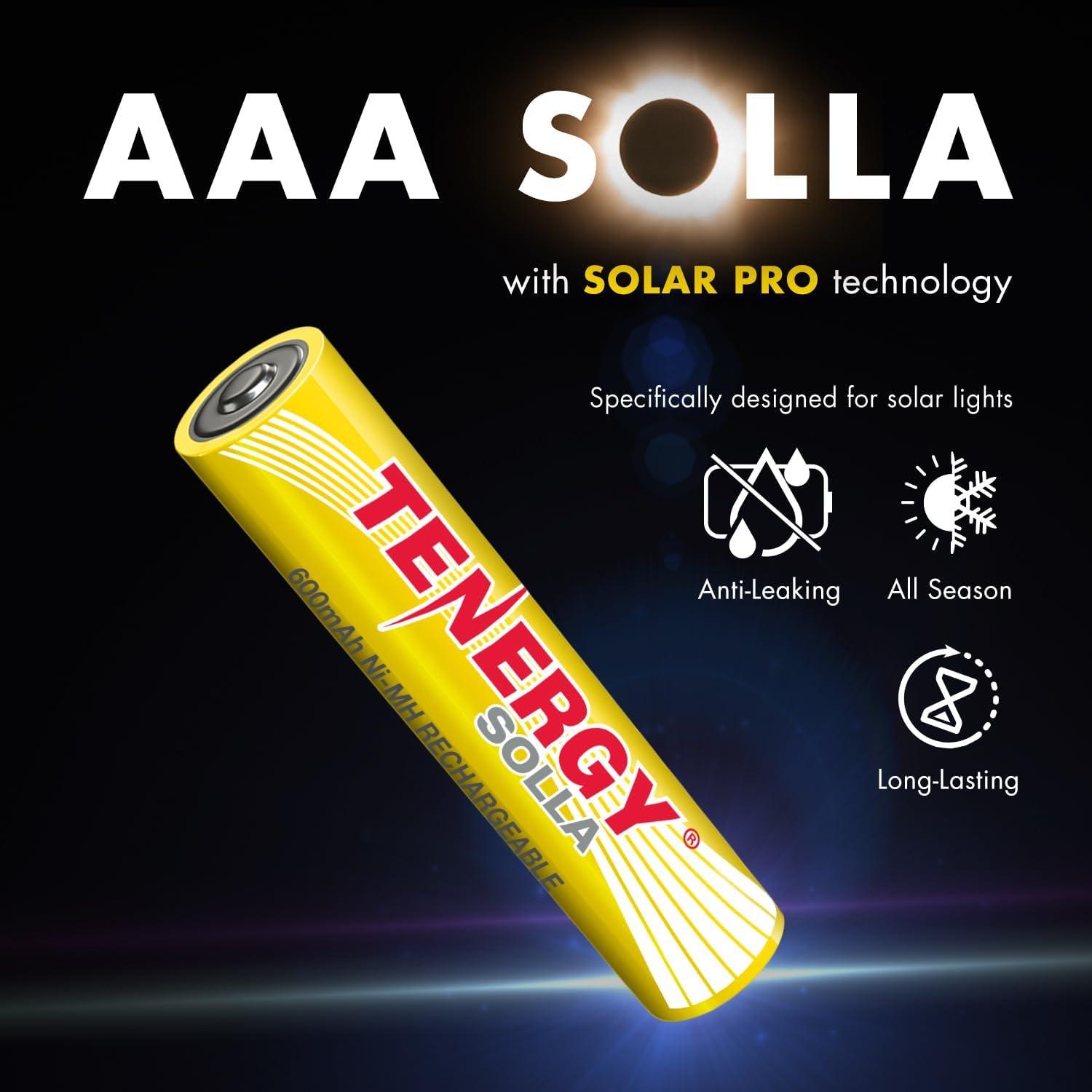 Baterías recargables NiMH Tenergy Solla AAA 600mAh - Paquete de 24