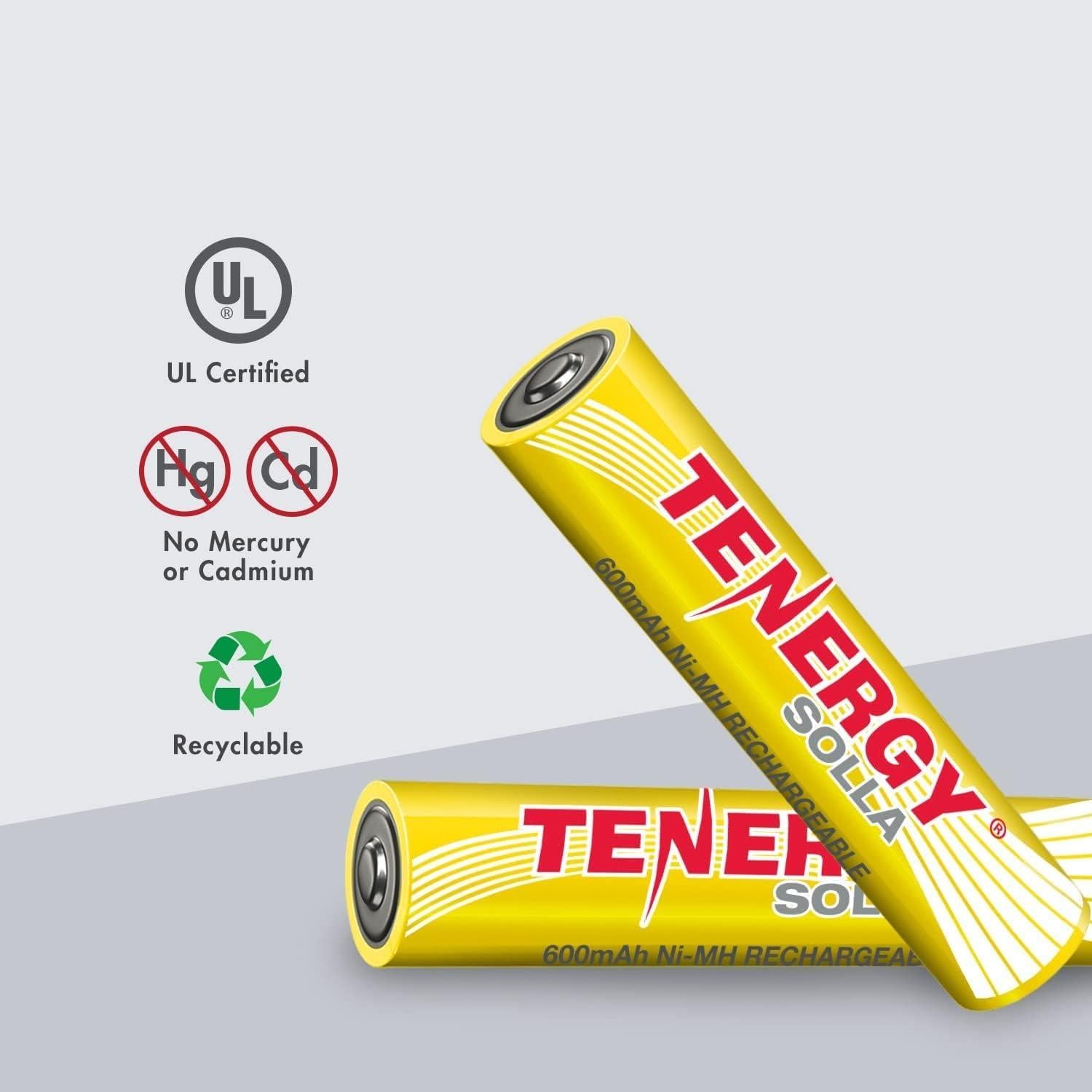 Baterías recargables NiMH Tenergy Solla AAA 600mAh - Paquete de 24