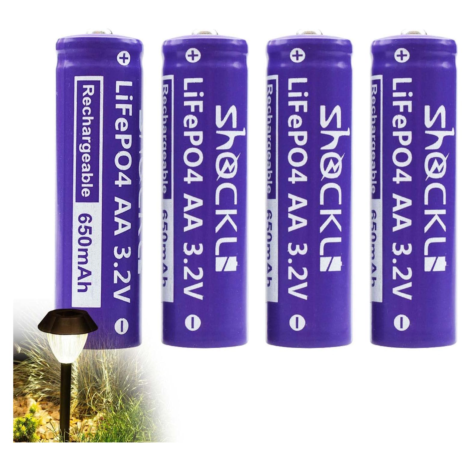 Paquete de 4 Baterías Recargables AA 3.2V LiFePo4 Shockli