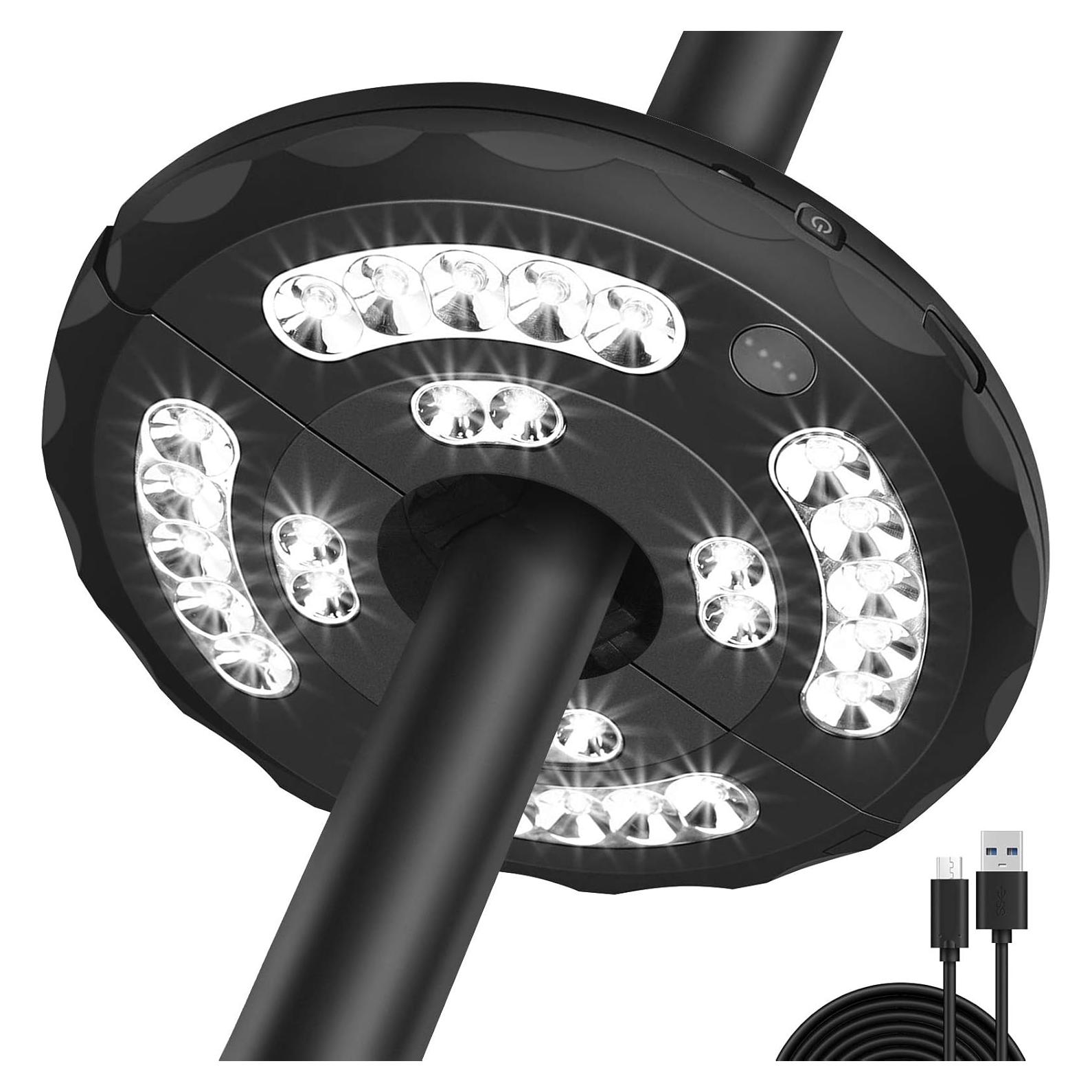 Luz de Paraguas Stdlyxun 28 LEDs Recargable 3 Modos Brillo
