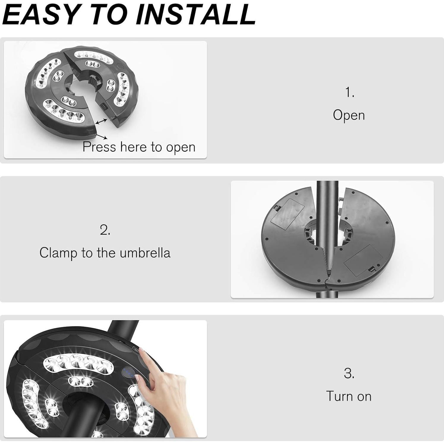 Luz de Paraguas Stdlyxun 28 LEDs Recargable 3 Modos Brillo