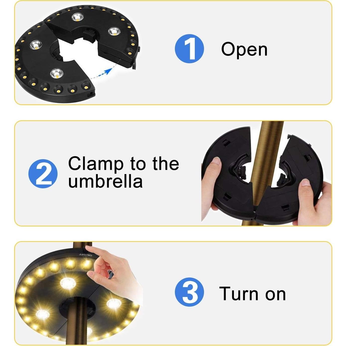 Luz de Paraguas LED OYOCO 28 Luces 3 Modos Brillo 200 Lúmenes