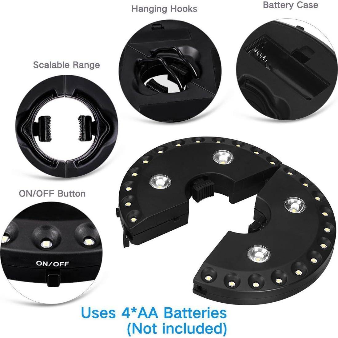 Luz de Paraguas LED OYOCO 28 Luces 3 Modos Brillo 200 Lúmenes