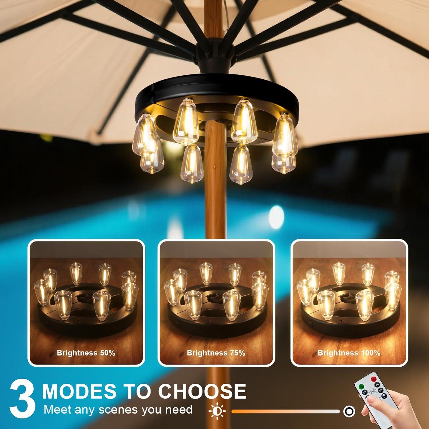 Luces de Paraguas Recargables ALL FORTUNE con 8 Bombillas LED