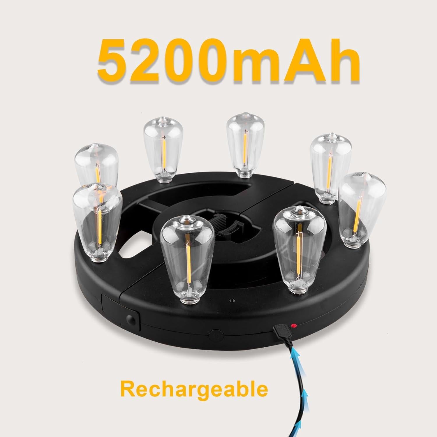 Luces de Paraguas Recargables ALL FORTUNE con 8 Bombillas LED