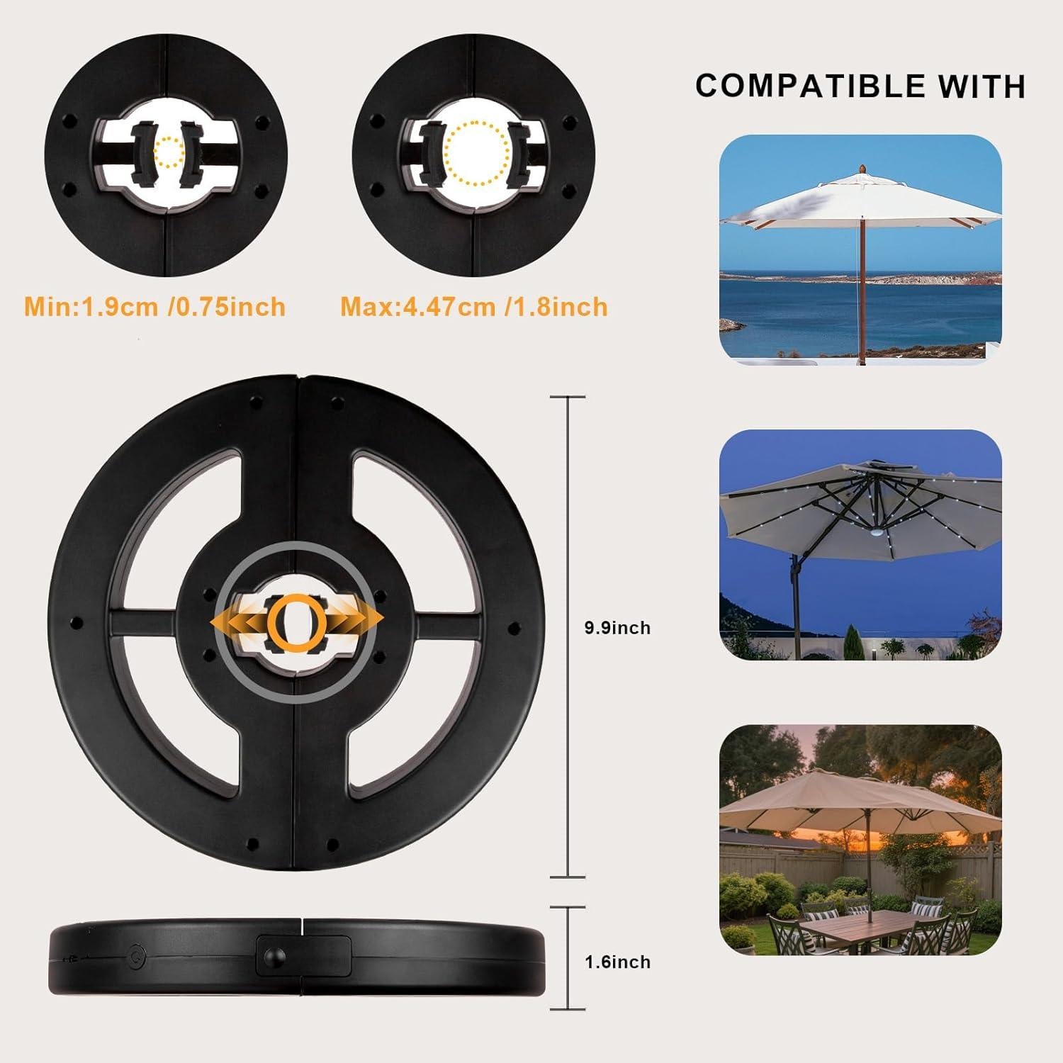 Luces de Paraguas Recargables ALL FORTUNE con 8 Bombillas LED