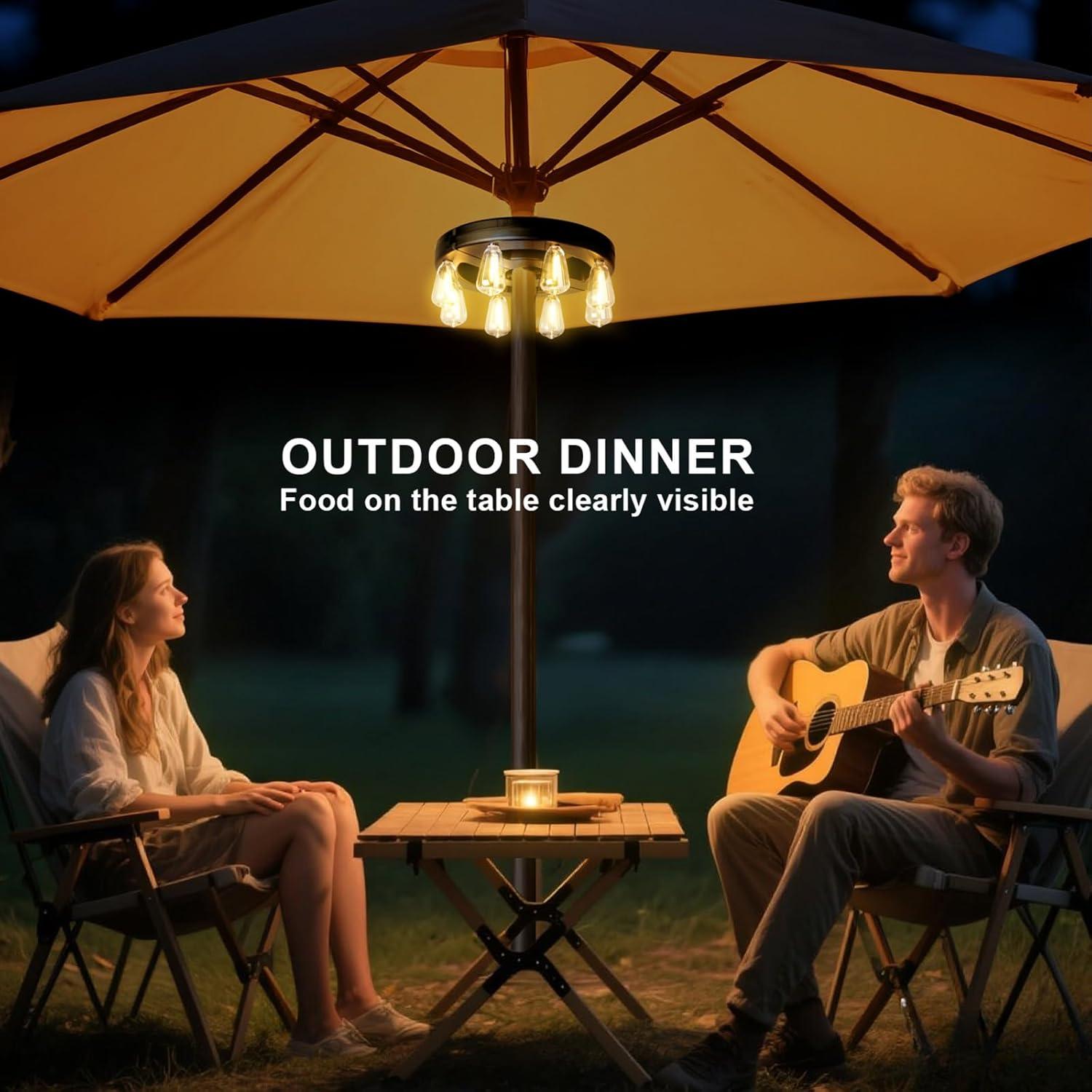 Luces de Paraguas Recargables ALL FORTUNE con 8 Bombillas LED