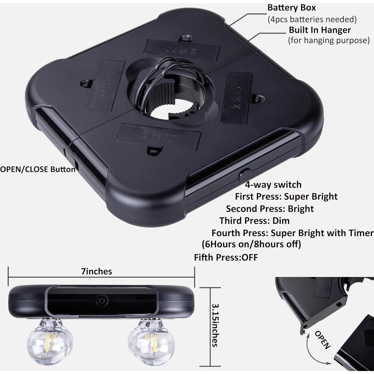 Luces LED para Paraguas Huizhou G40 a Pilas, 3 Brillos