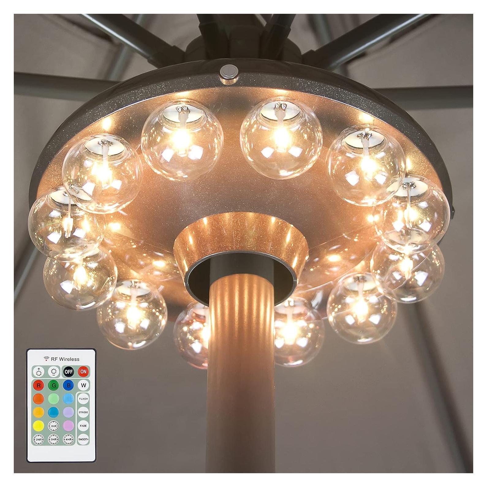 Luz Colgante LED BIGMONAT para Paraguas - 12 Colores, Control Remoto