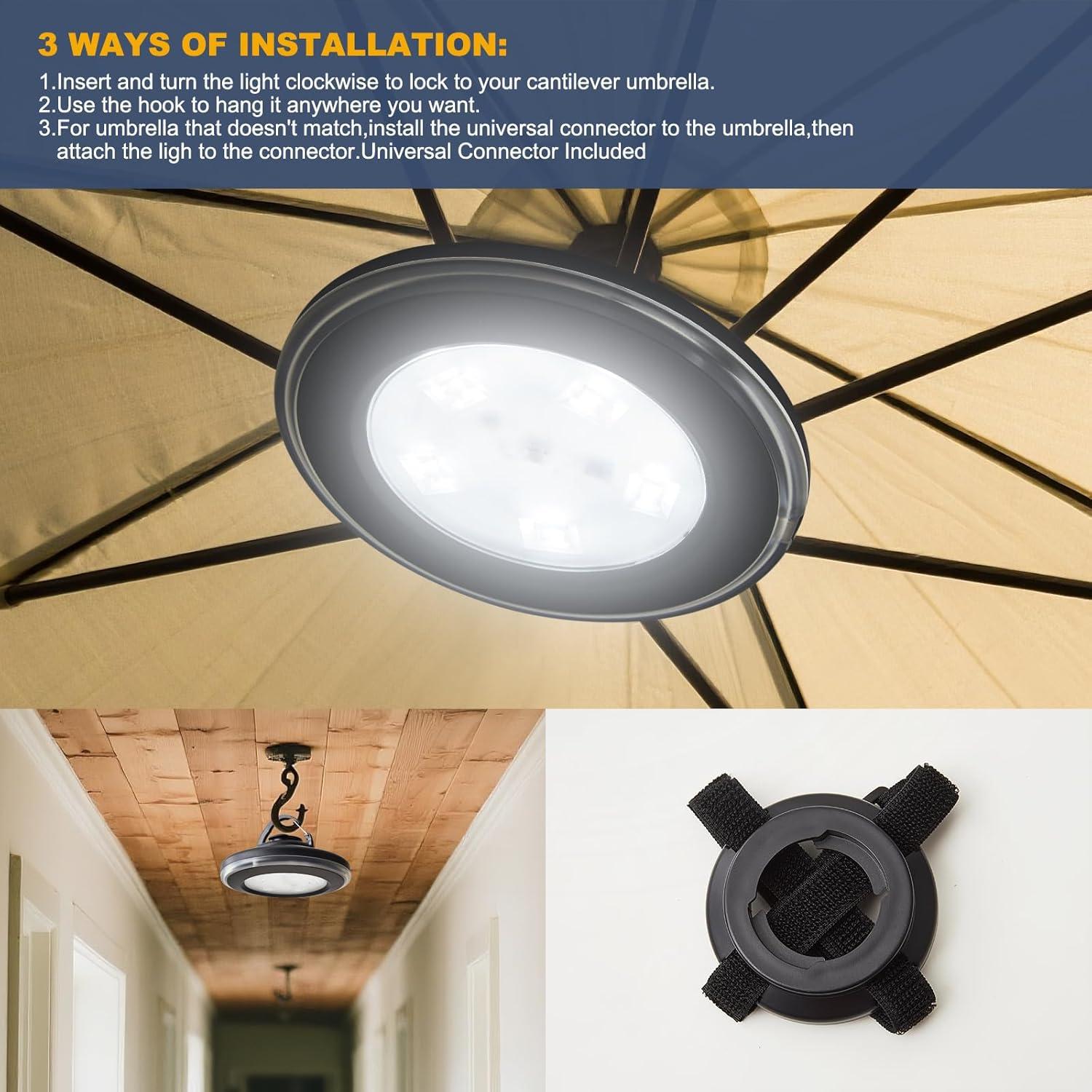 Luces LED recargables para sombrillas Vitnucrol 300 Lúmenes