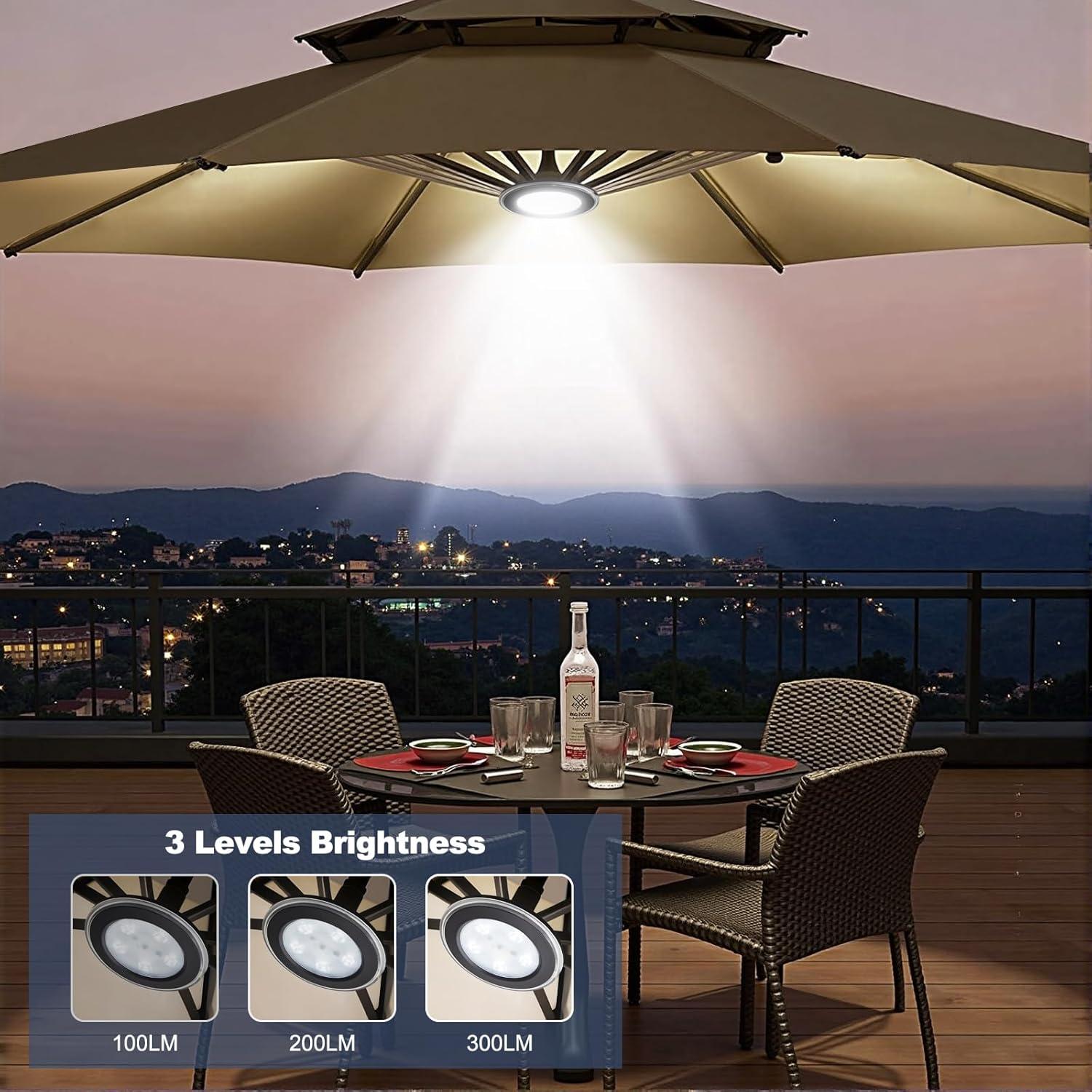 Luces LED recargables para sombrillas Vitnucrol 300 Lúmenes