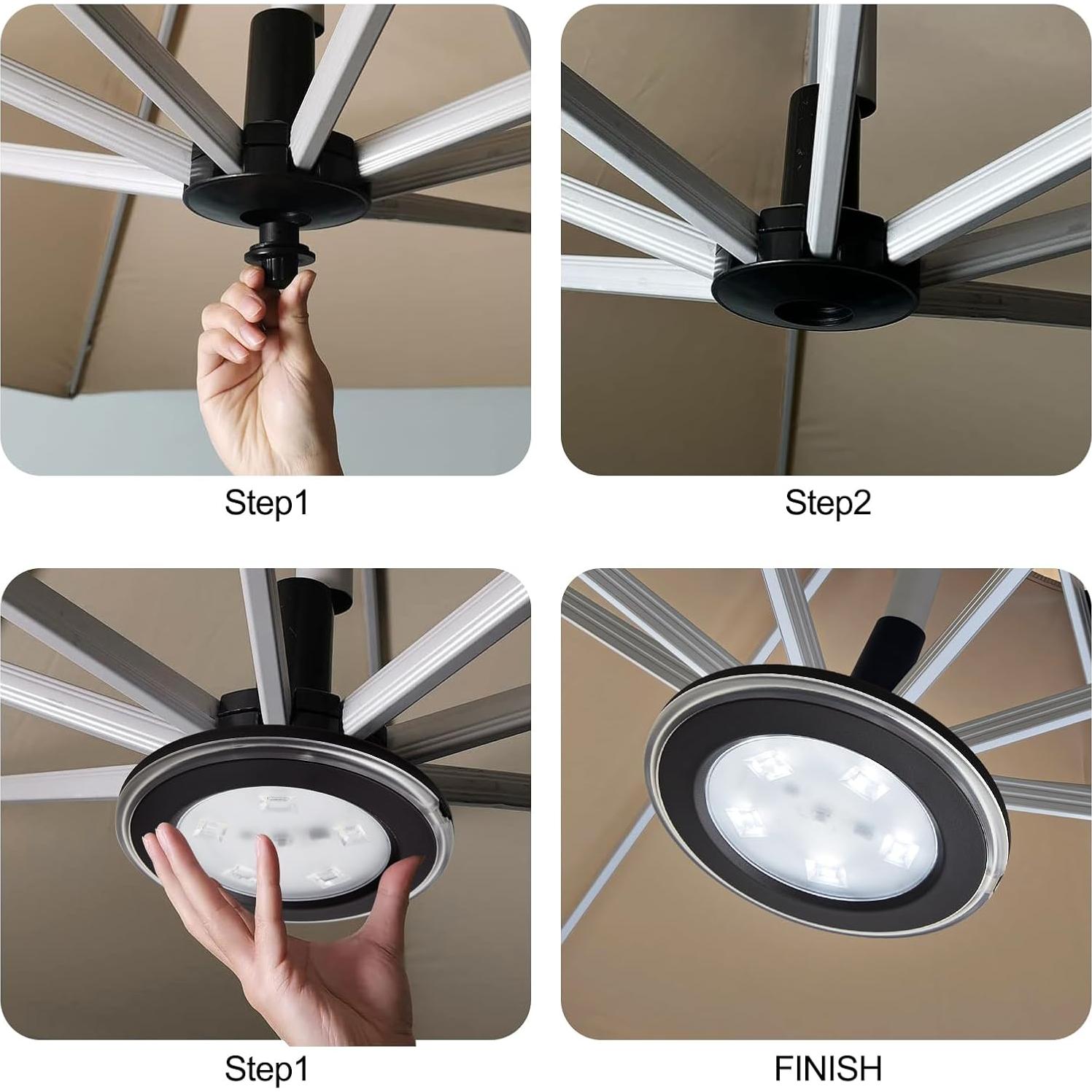 Luces LED recargables para sombrillas Vitnucrol 300 Lúmenes