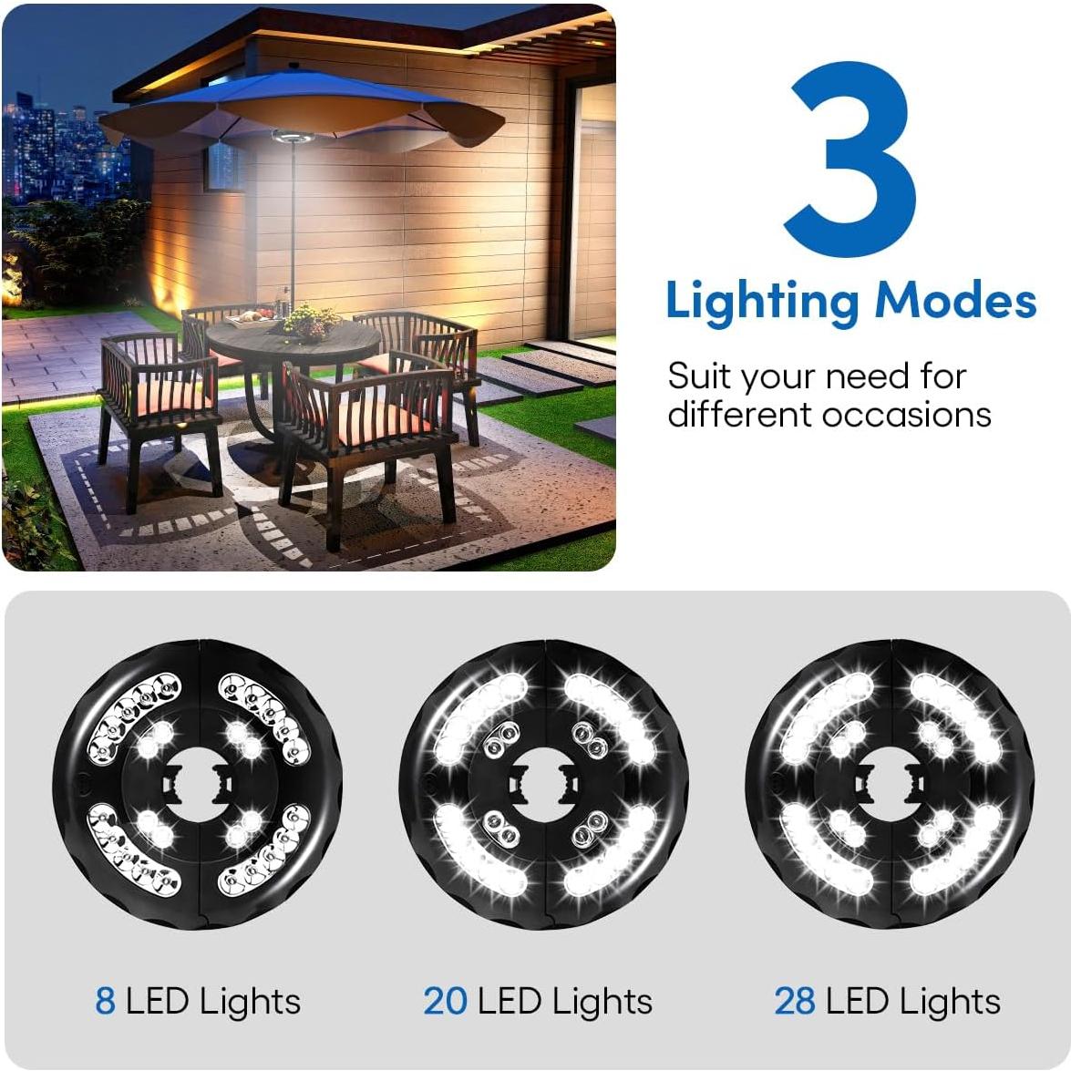 Luz de Paraguas INKEER Recargable 3 Modos 20 LED 20x3.2cm