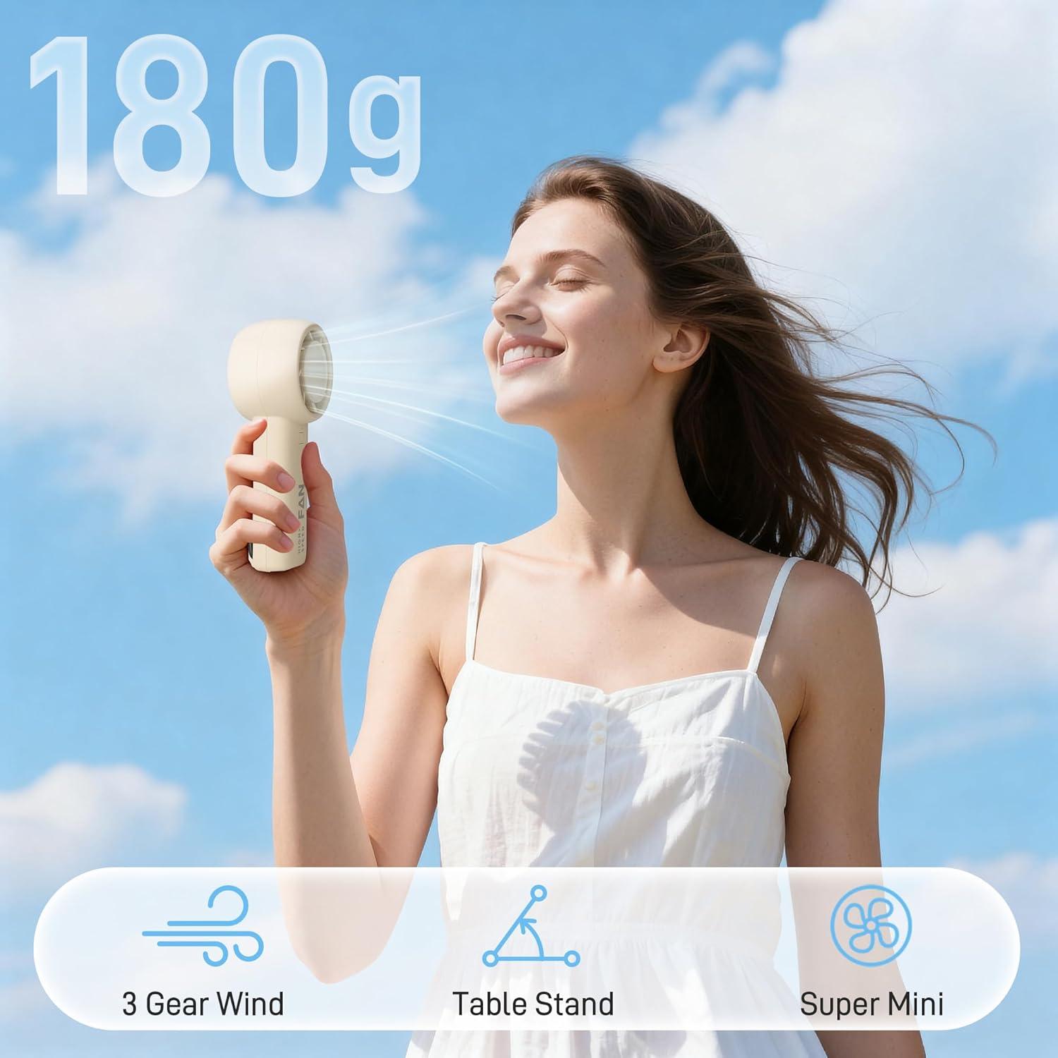 Ventilador Portátil de Mano ByNaRIX 3 Velocidades 10 Horas