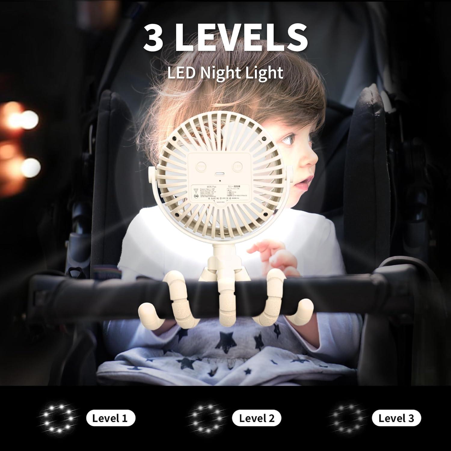 Ventilador de Cochecito AMACOOL D07 Recargable 3 Velocidades