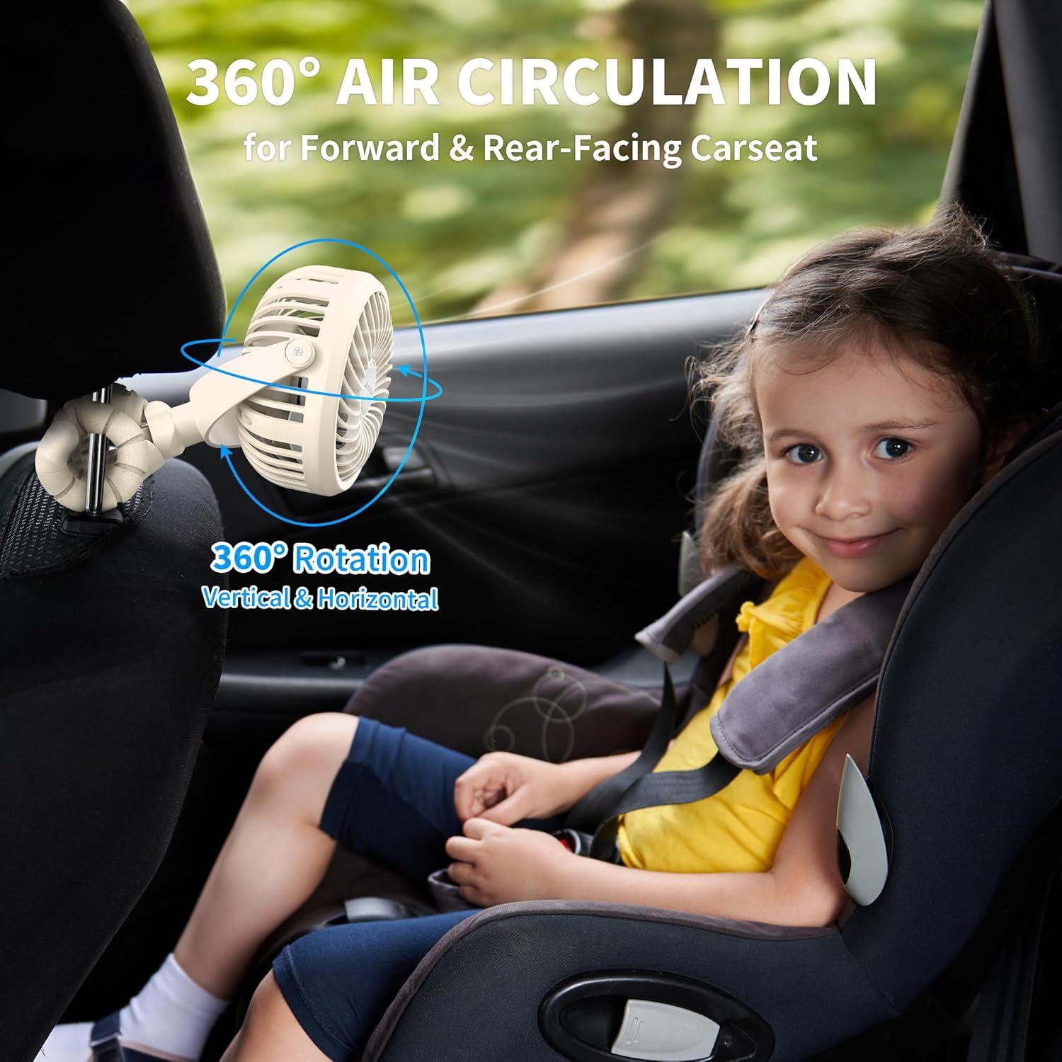 Ventilador de Cochecito AMACOOL D07 Recargable 3 Velocidades