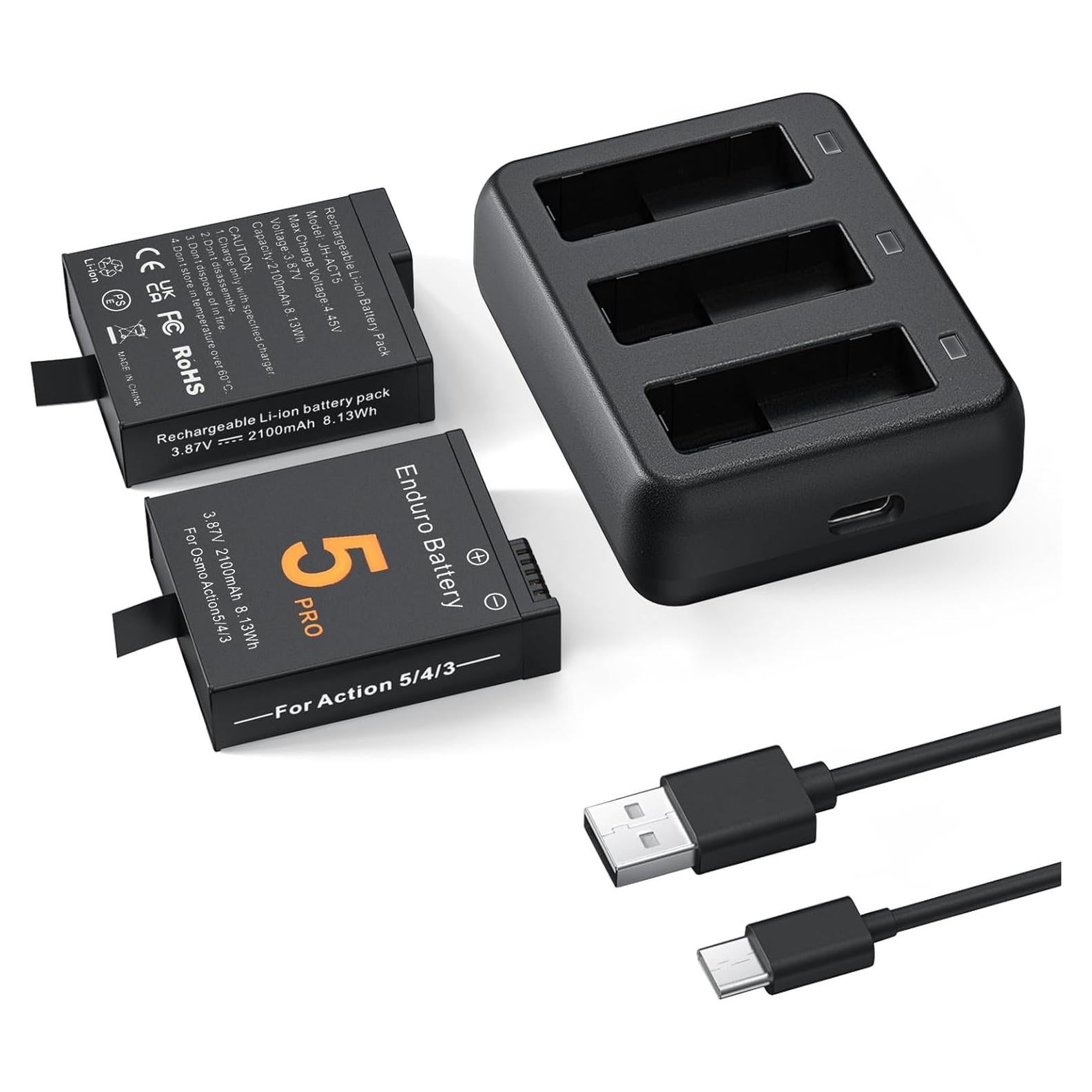 Baterías E EGOWAY 2-Pack 2100mAh para DJI Osmo Action 5 Pro