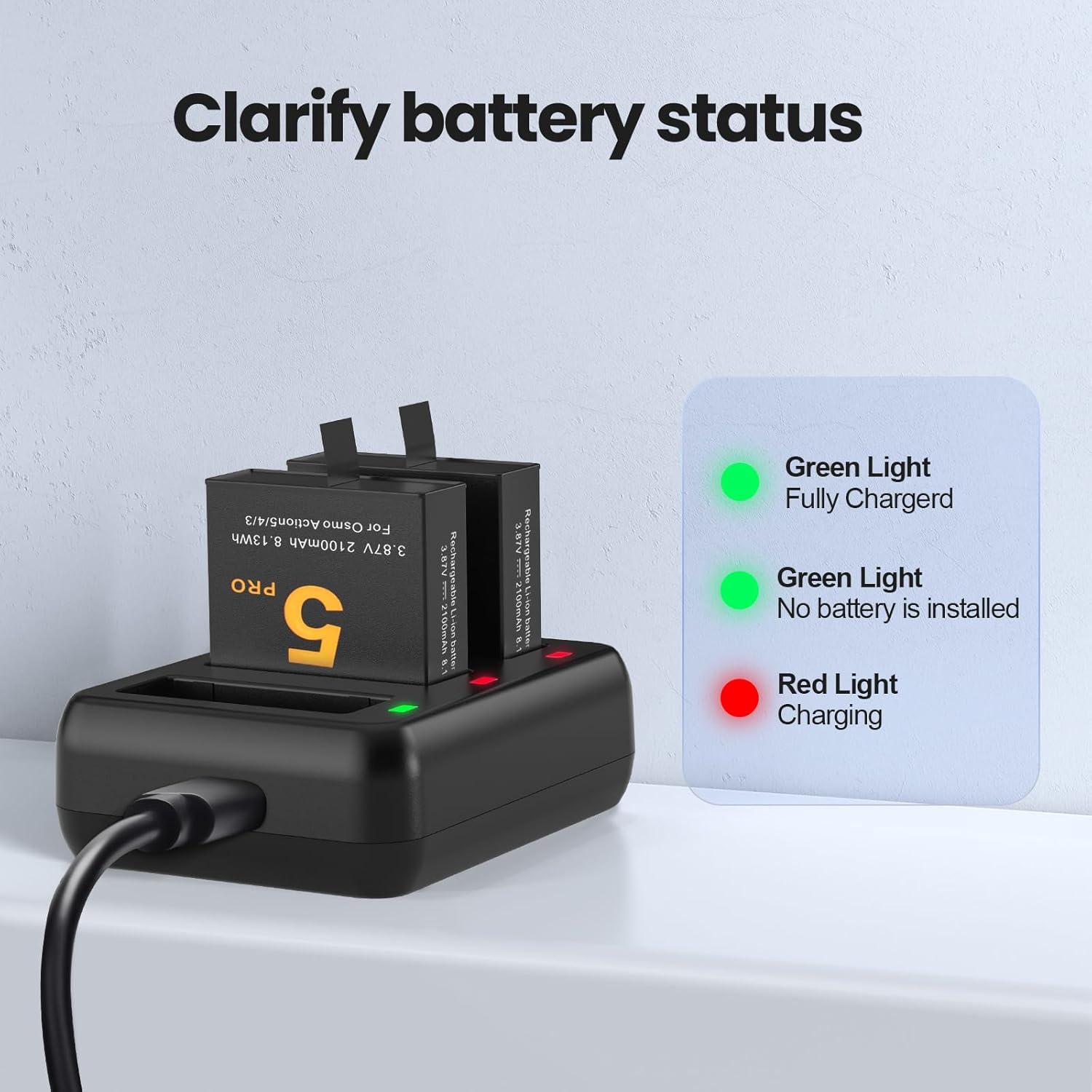 Baterías E EGOWAY 2-Pack 2100mAh para DJI Osmo Action 5 Pro