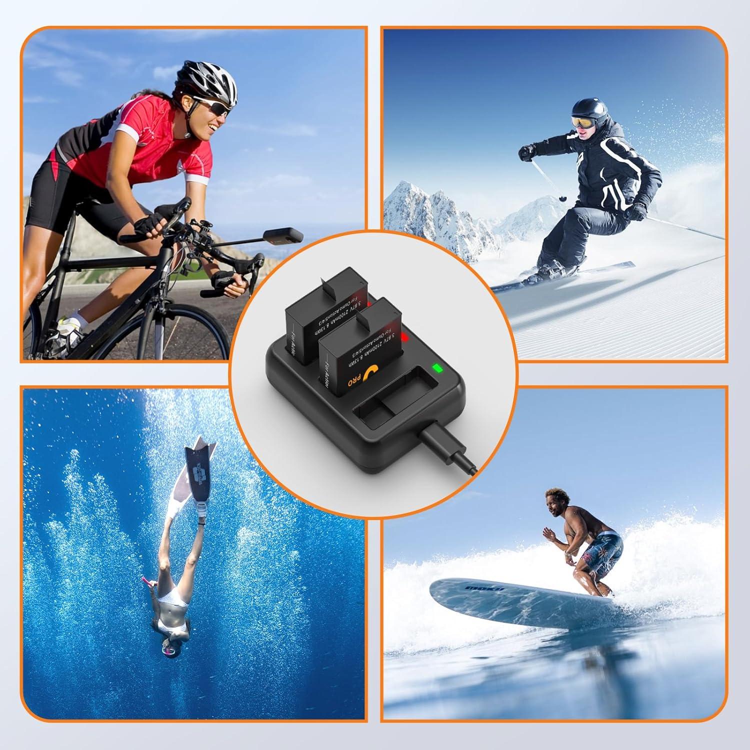 Baterías E EGOWAY 2-Pack 2100mAh para DJI Osmo Action 5 Pro