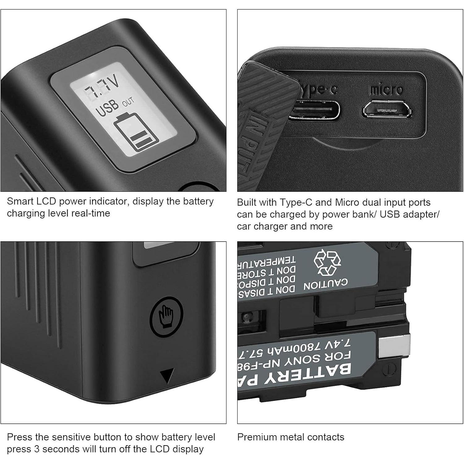 Batería JYJZPB NP-F970 8800mAh con USB y Pantalla LCD