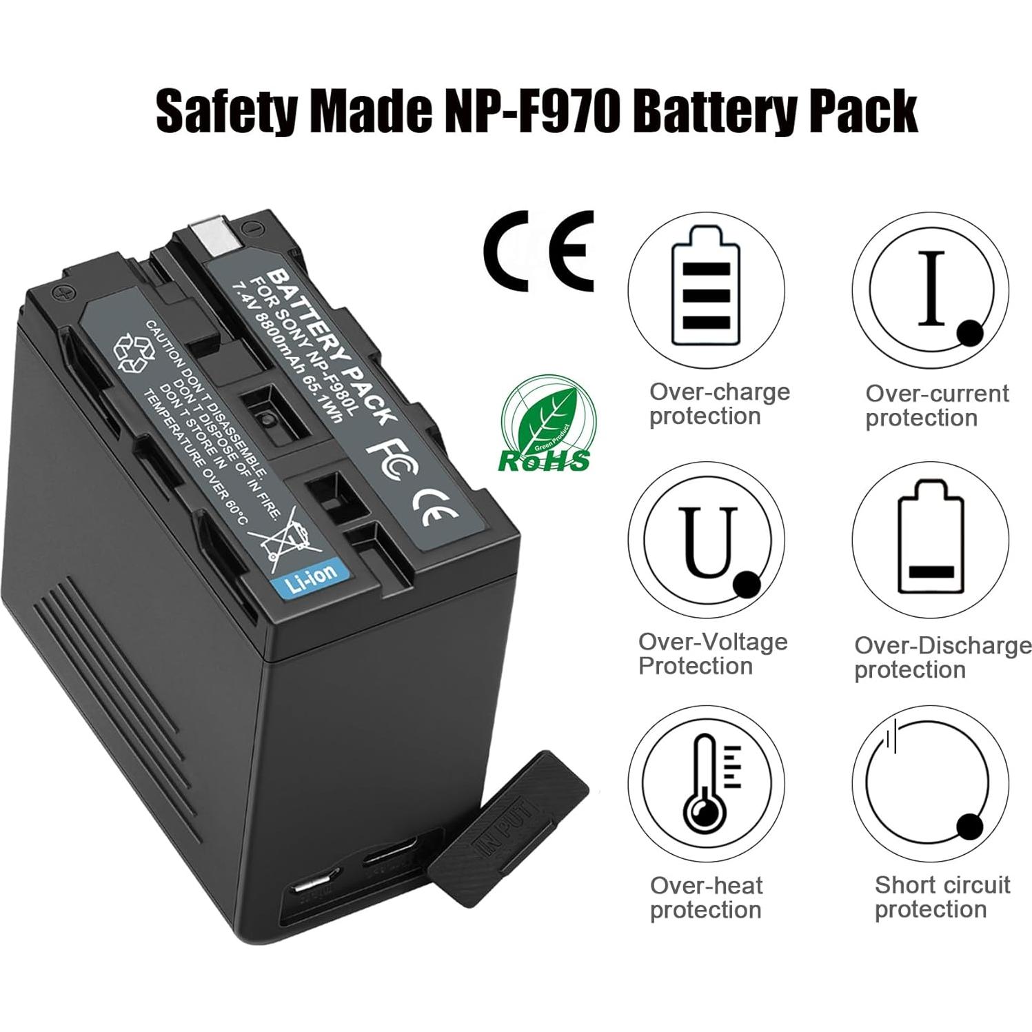 Batería JYJZPB NP-F970 8800mAh con USB y Pantalla LCD